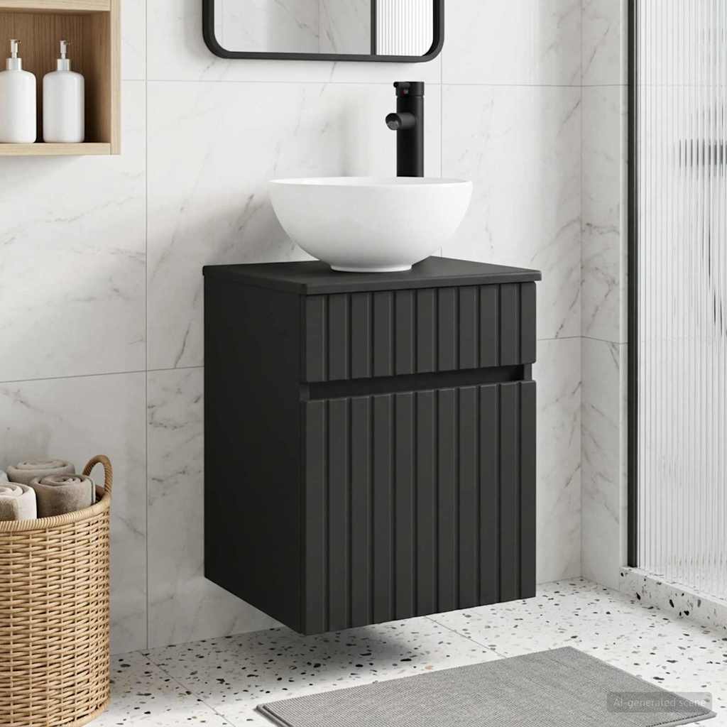 Umivaonik s policom za zid Crna 39 x 41 x 64,5 cm