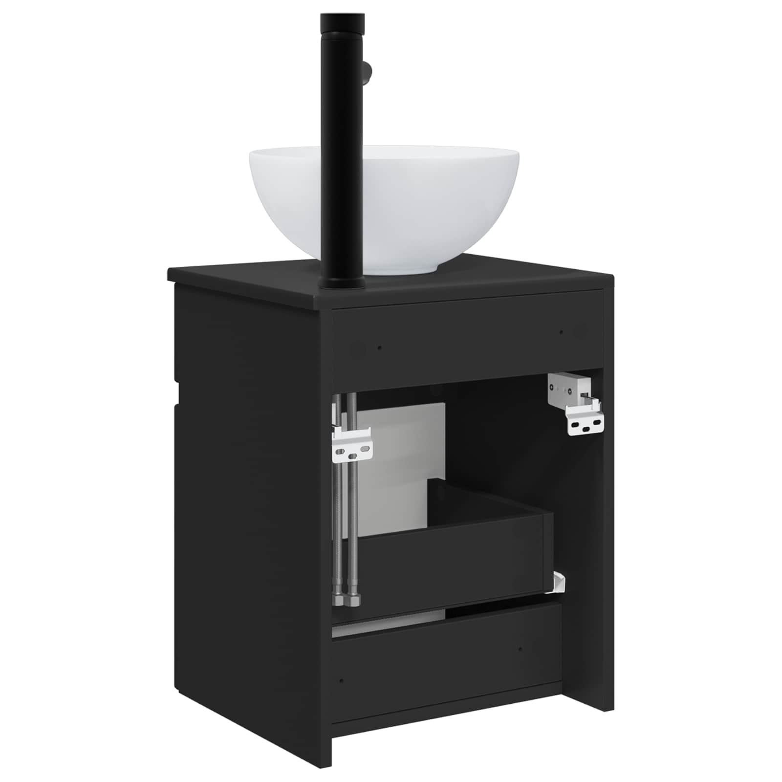 Umivaonik s policom za zid Crna 39 x 41 x 64,5 cm