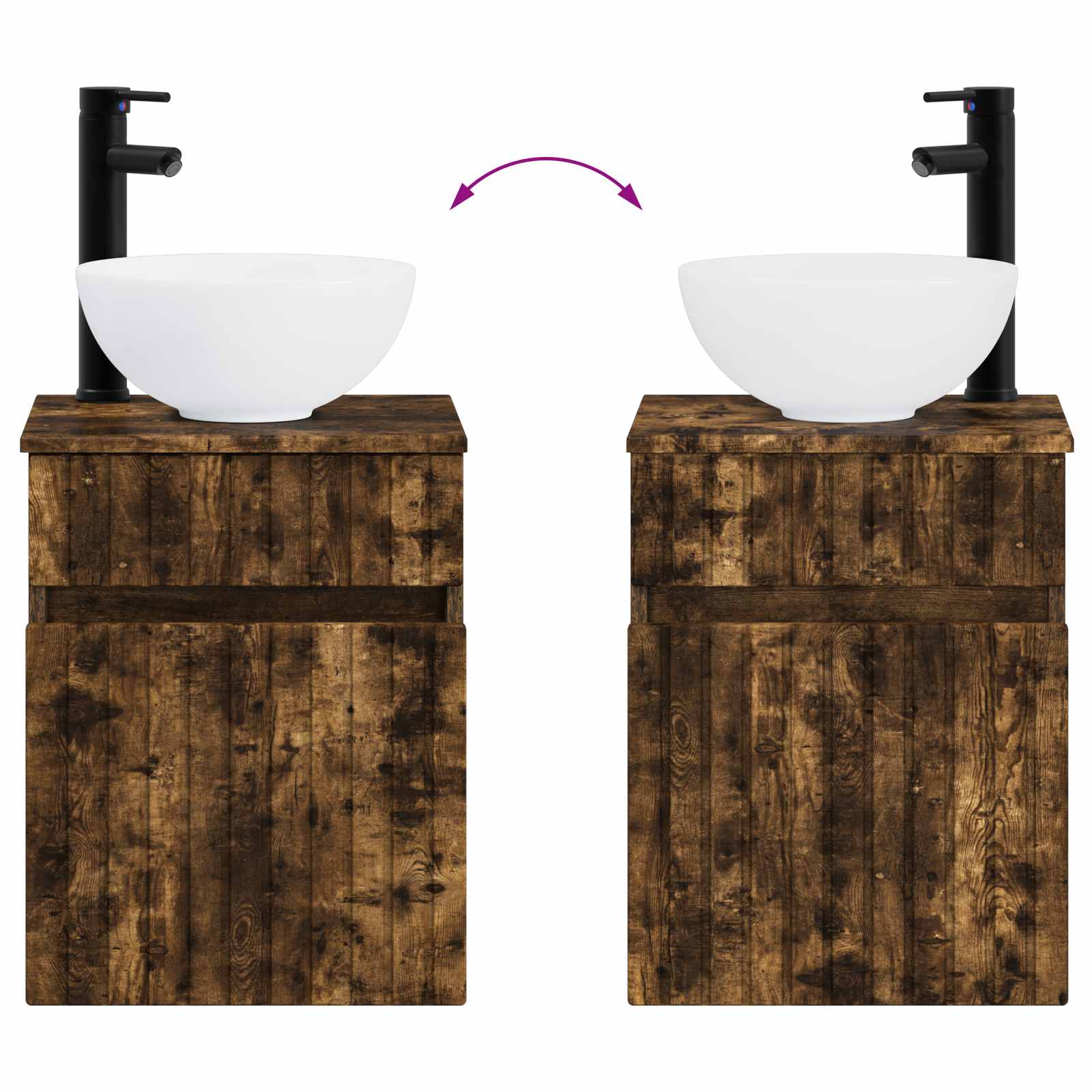 Umivaonik s policom za zid Dimljeni hrast 39 x 41 x 64,5 cm