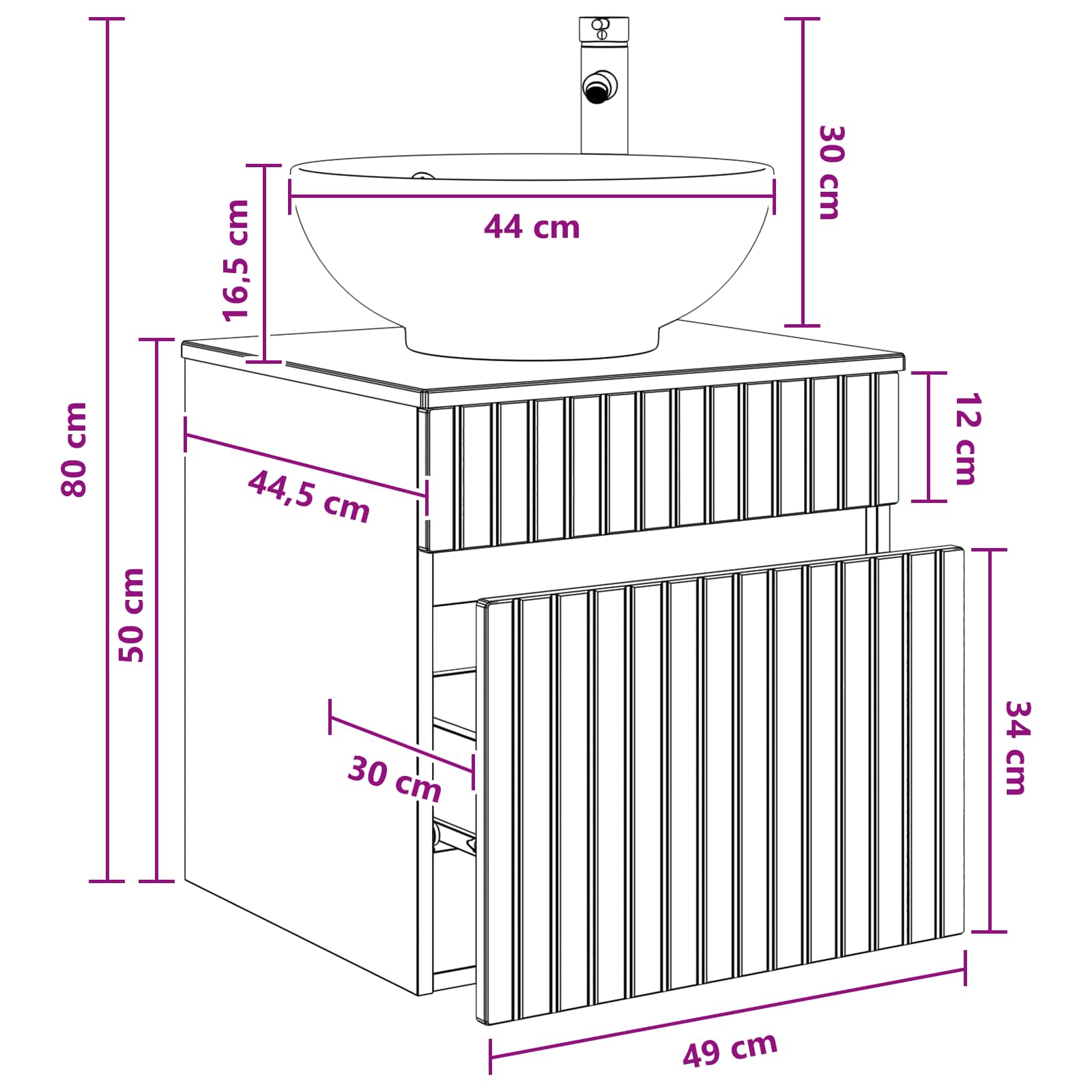 Umivaonik s policom za zid Betonska siva 49 x 44,5 x 66,5 cm