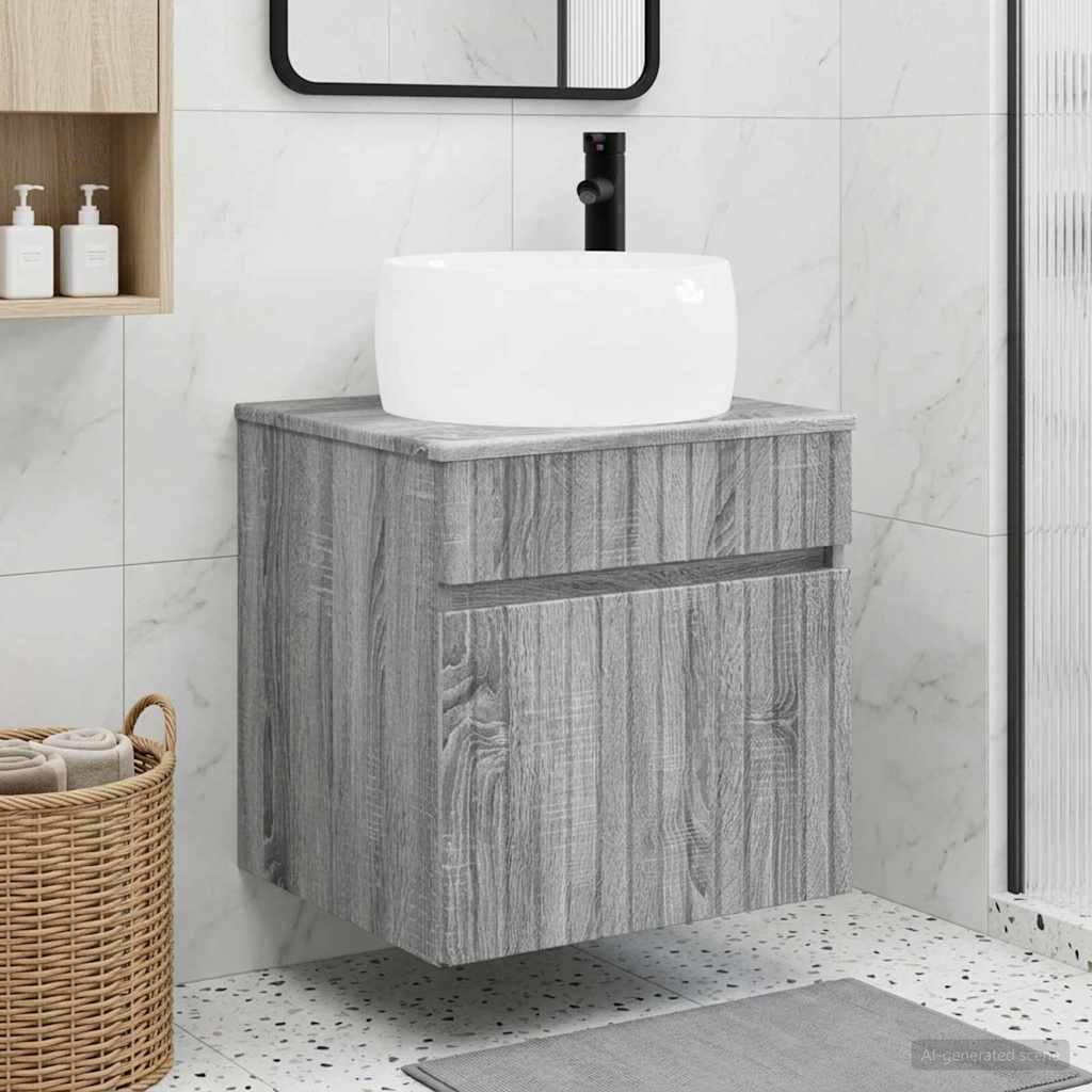 Umivaonik s policom za zid Siva Sonoma 49 x 44,5 x 66 cm