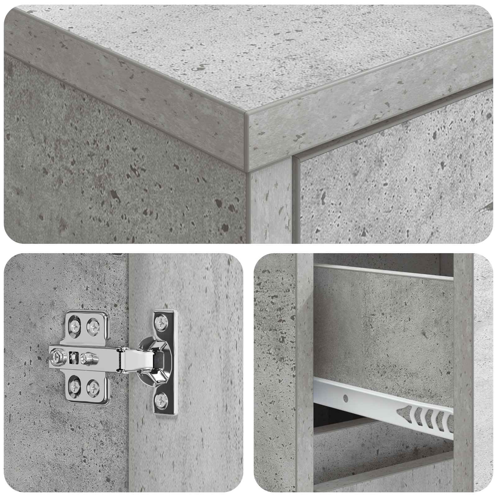 Umivaonik s policom za zid Betonska siva 35 x 20 x 81 cm