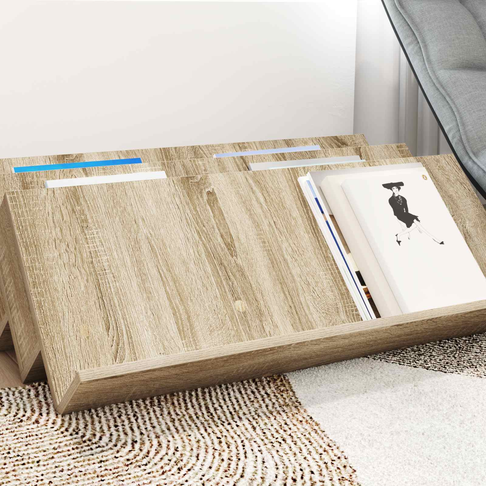 Polica za časopise s policom Sonoma hrast 90 x 53 x 28,5 cm