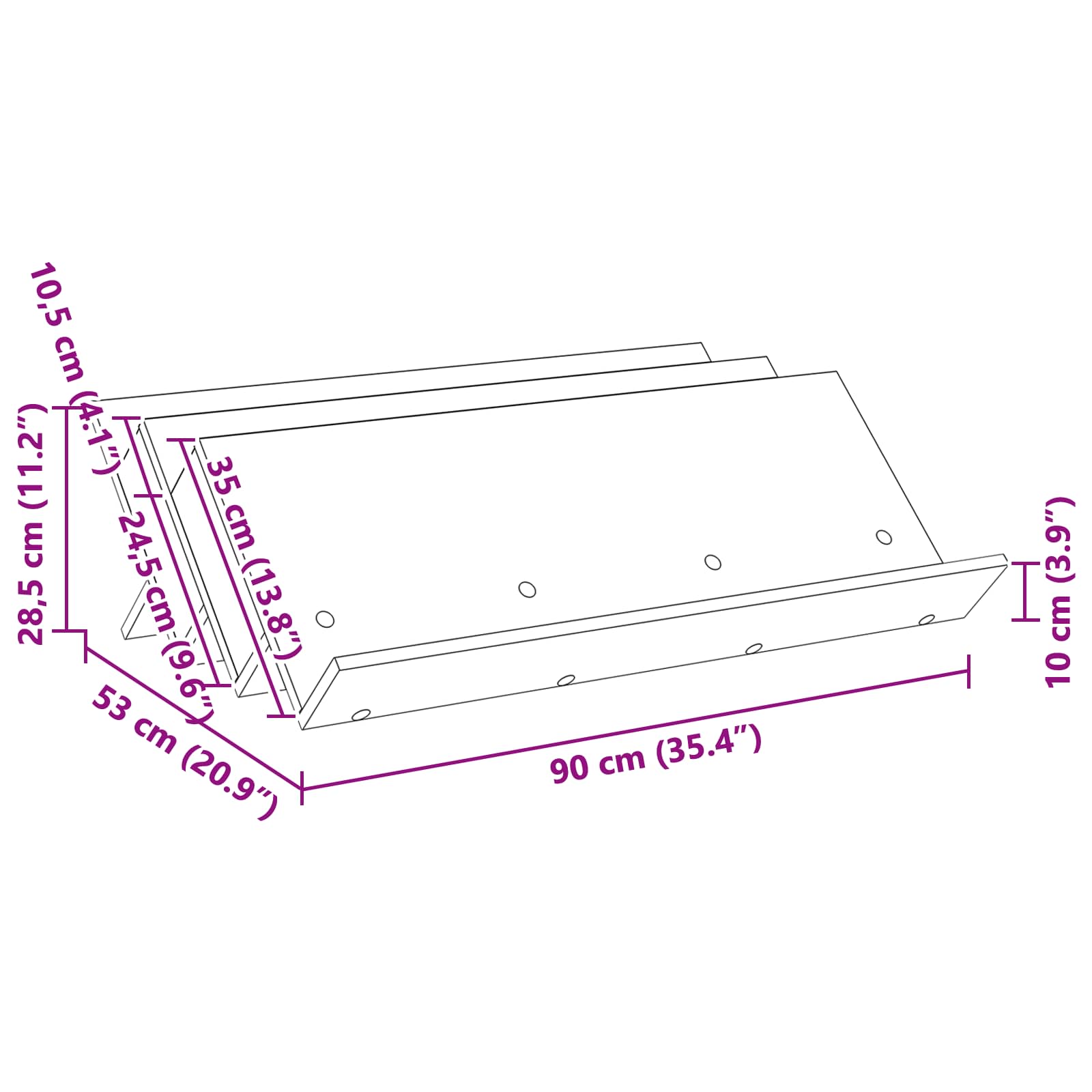 Polica za časopise s policom Sonoma hrast 90 x 53 x 28,5 cm