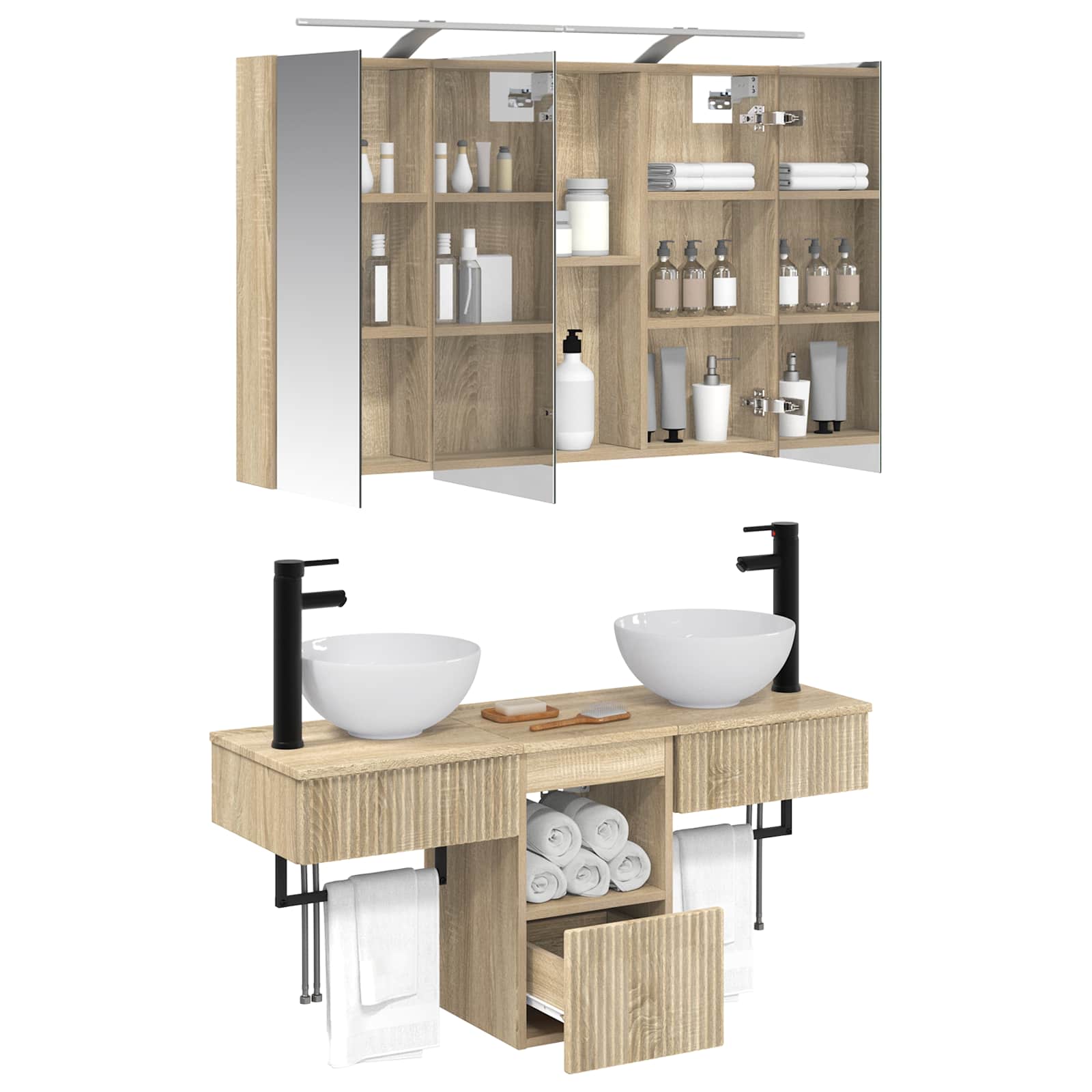 Set ormarića za kupaonicu 4 pcs Hrast sonoma 100 x 14,5 x 70 cm
