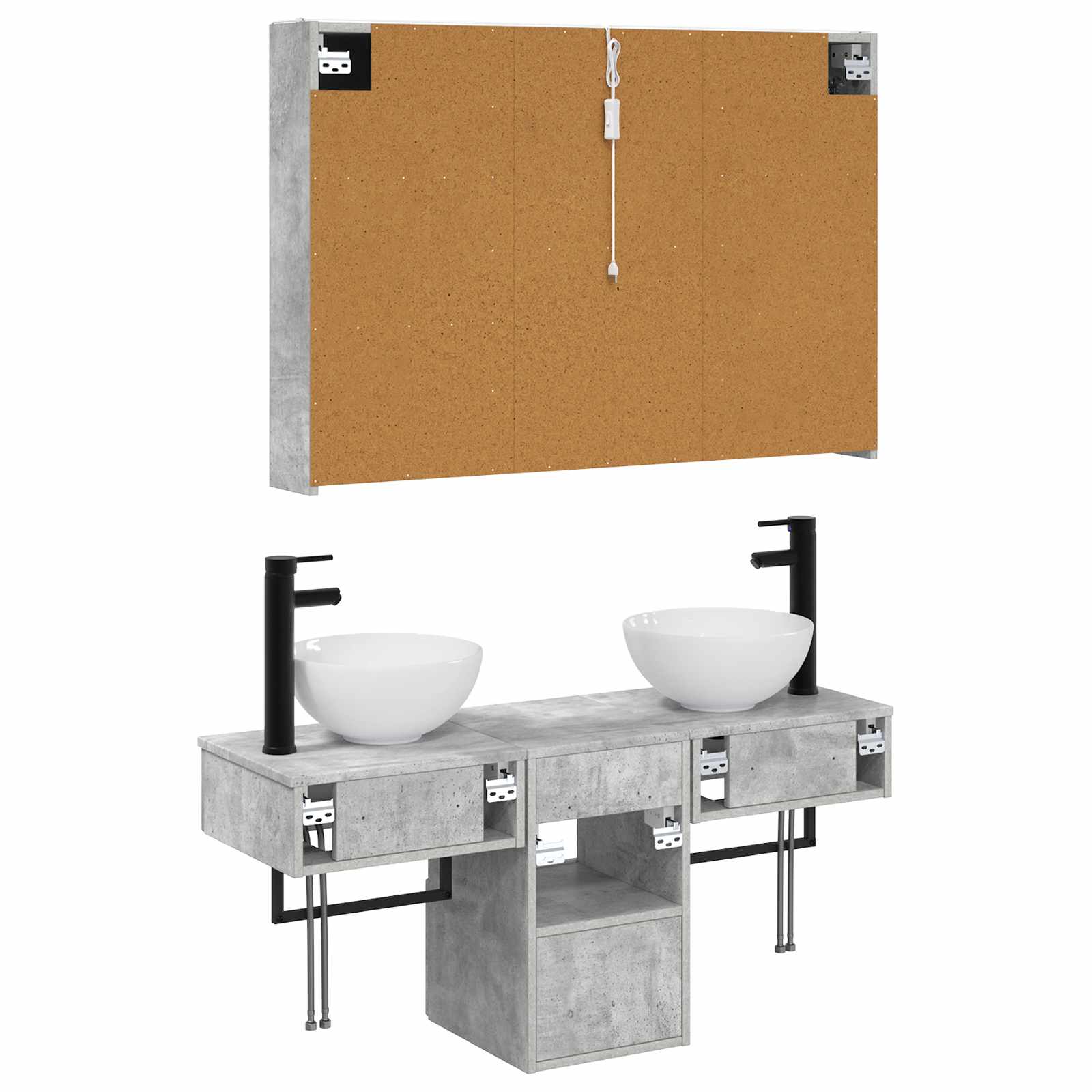 Set ormarića za kupaonicu 4 pcs Betonska siva