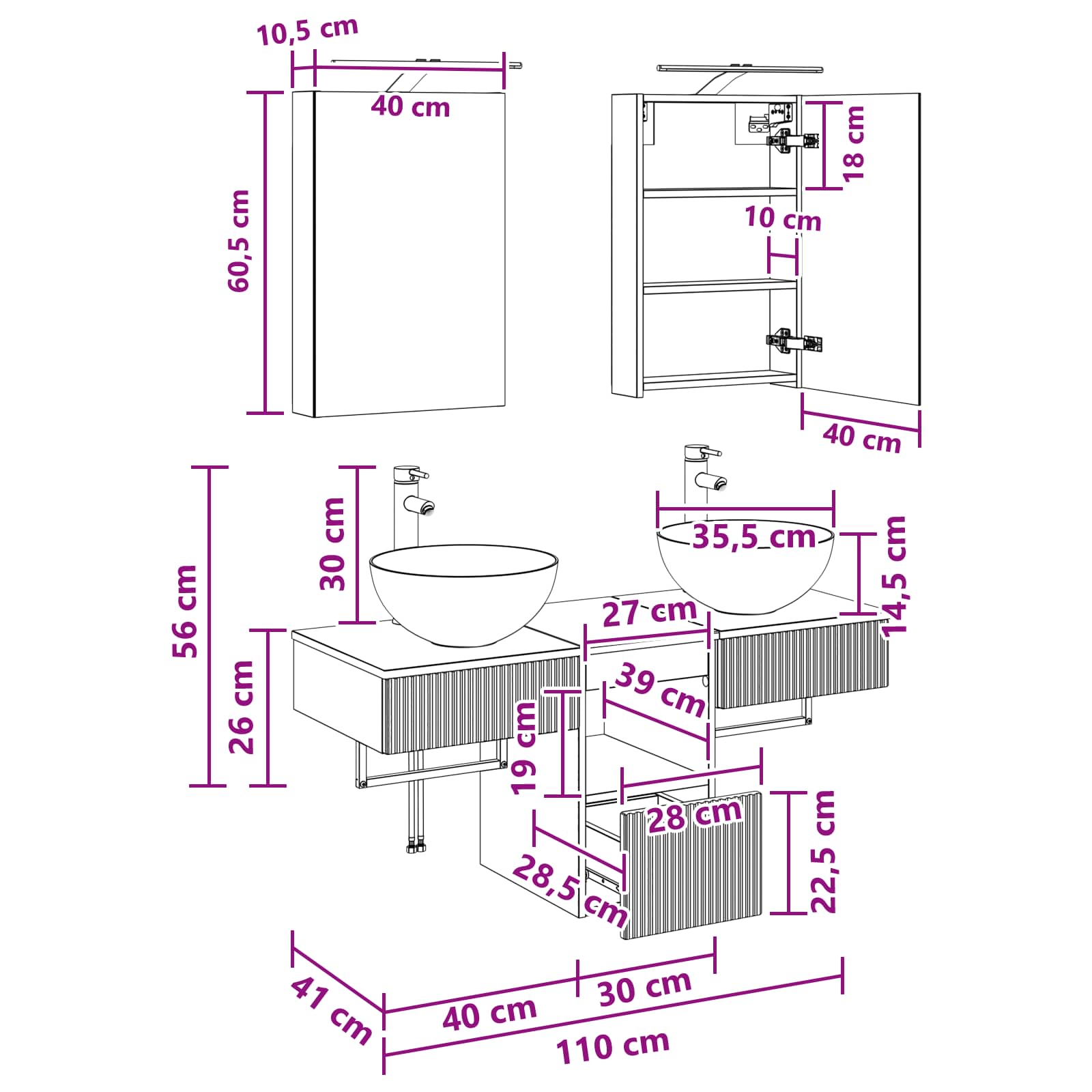 Set ormarića za kupaonicu 5 pcs Hrast sonoma