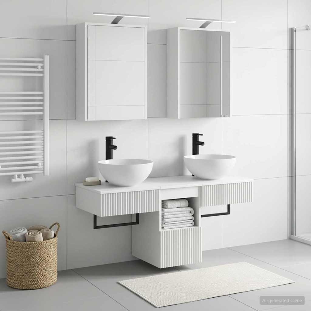 Set ormarića za kupaonicu 5 pcs Bijela 43 x 16 x 62,5 cm