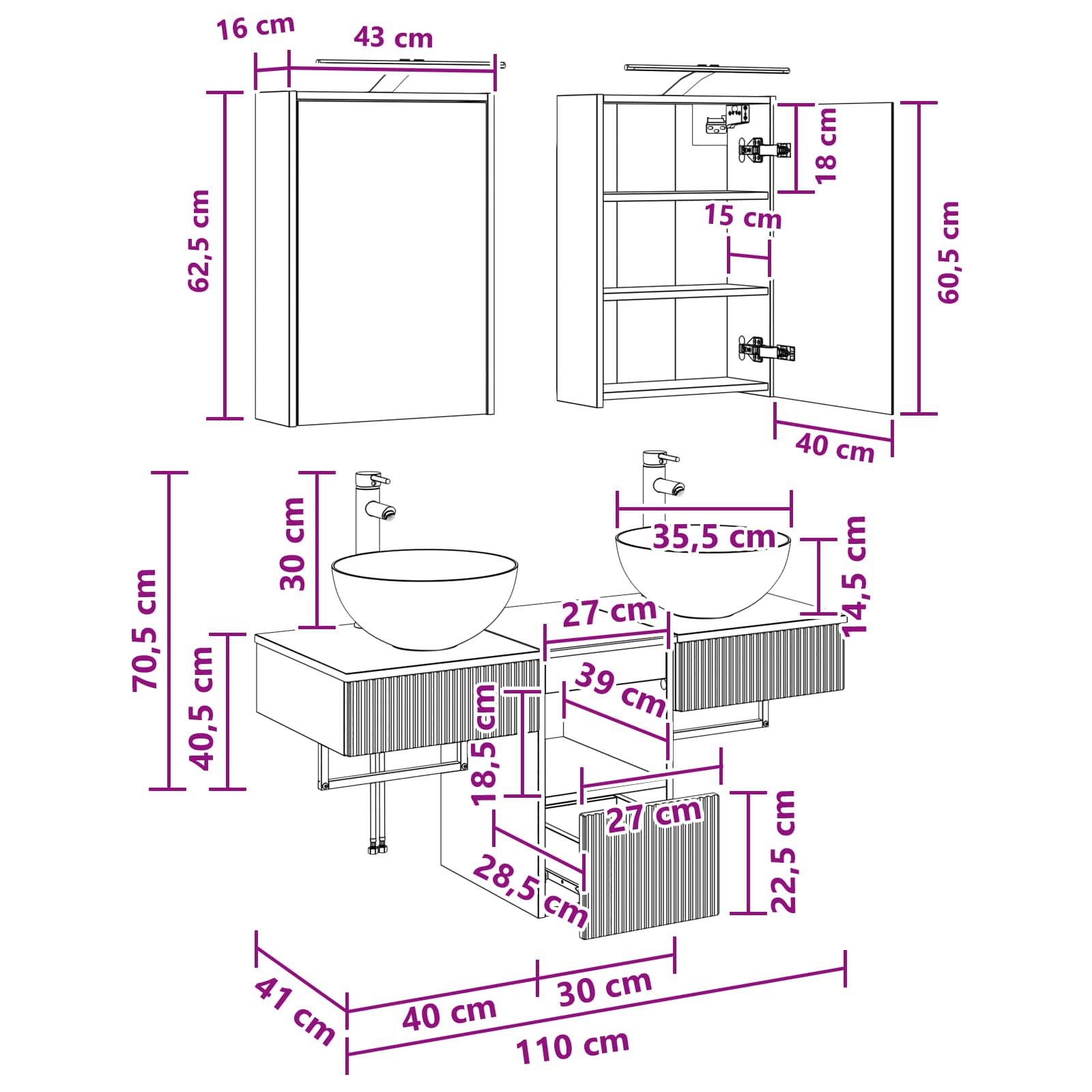 Set ormarića za kupaonicu 5 pcs Hrast sonoma 43 x 16 x 62,5 cm