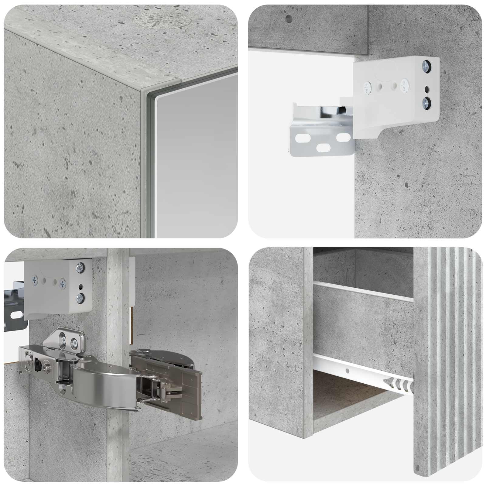 Set ormarića za kupaonicu 5 pcs Betonska siva 43 x 16 x 62,5 cm