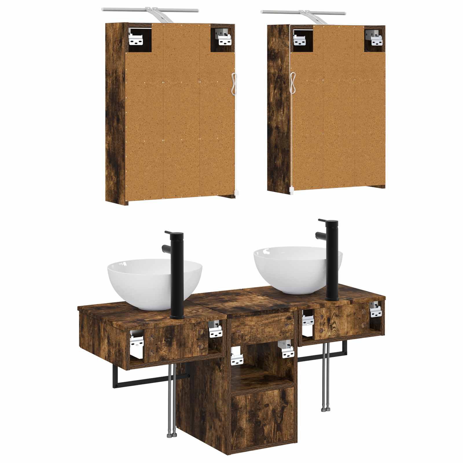 Set ormarića za kupaonicu 5 pcs Dimljeni hrast