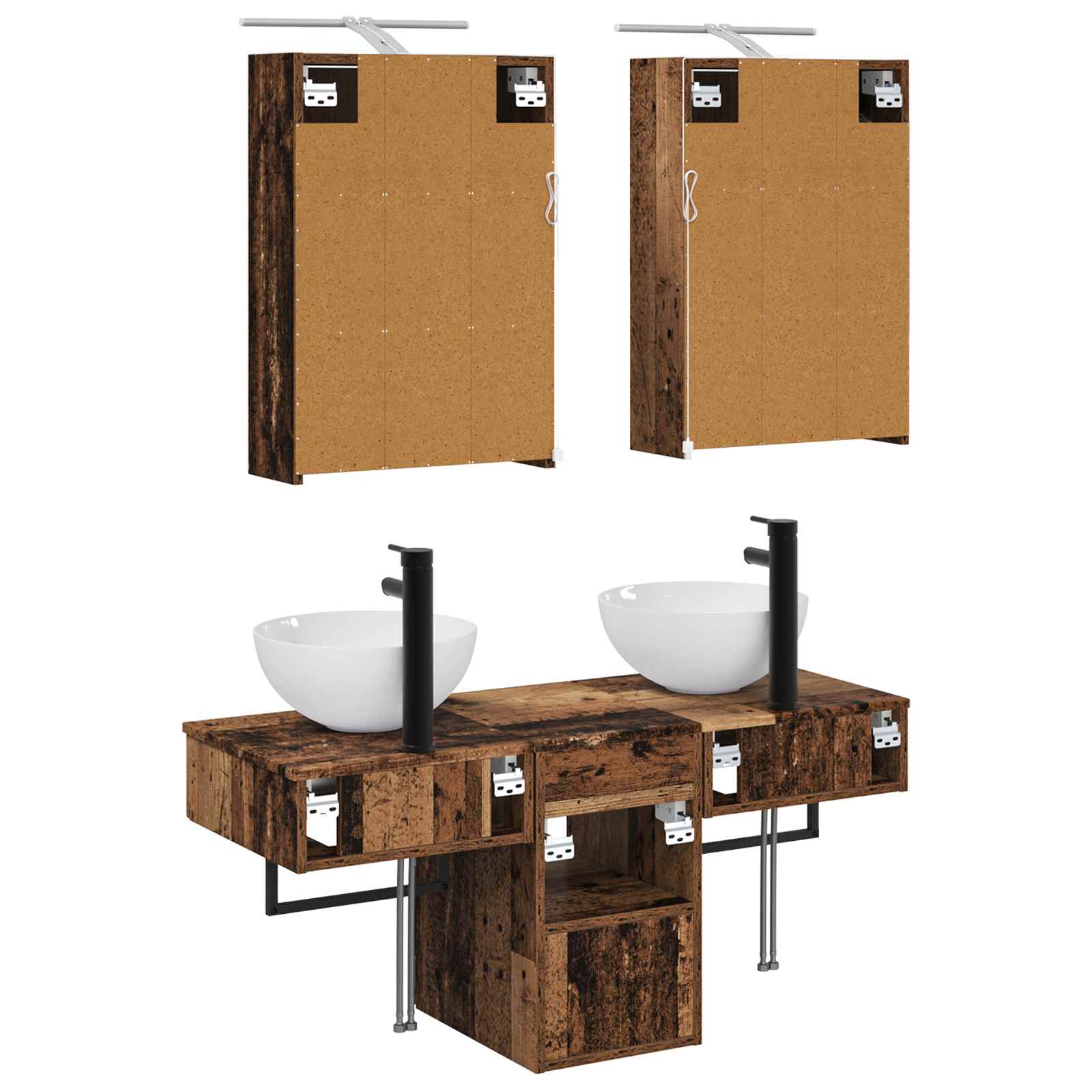 Set ormarića za kupaonicu 5 pcs Staro drvo 43 x 16 x 62,5 cm