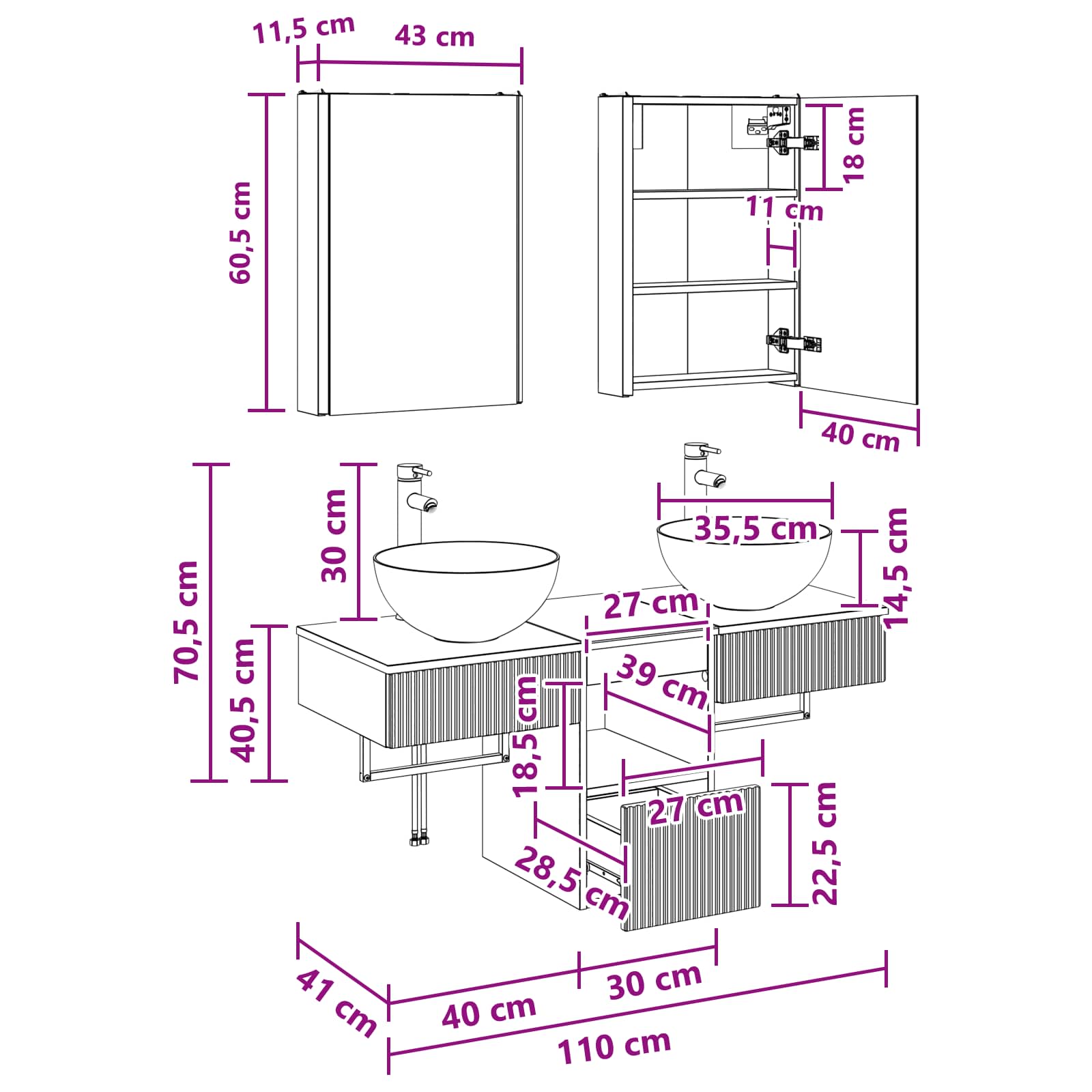 Set ormarića za kupaonicu 5 pcs Hrast sonoma