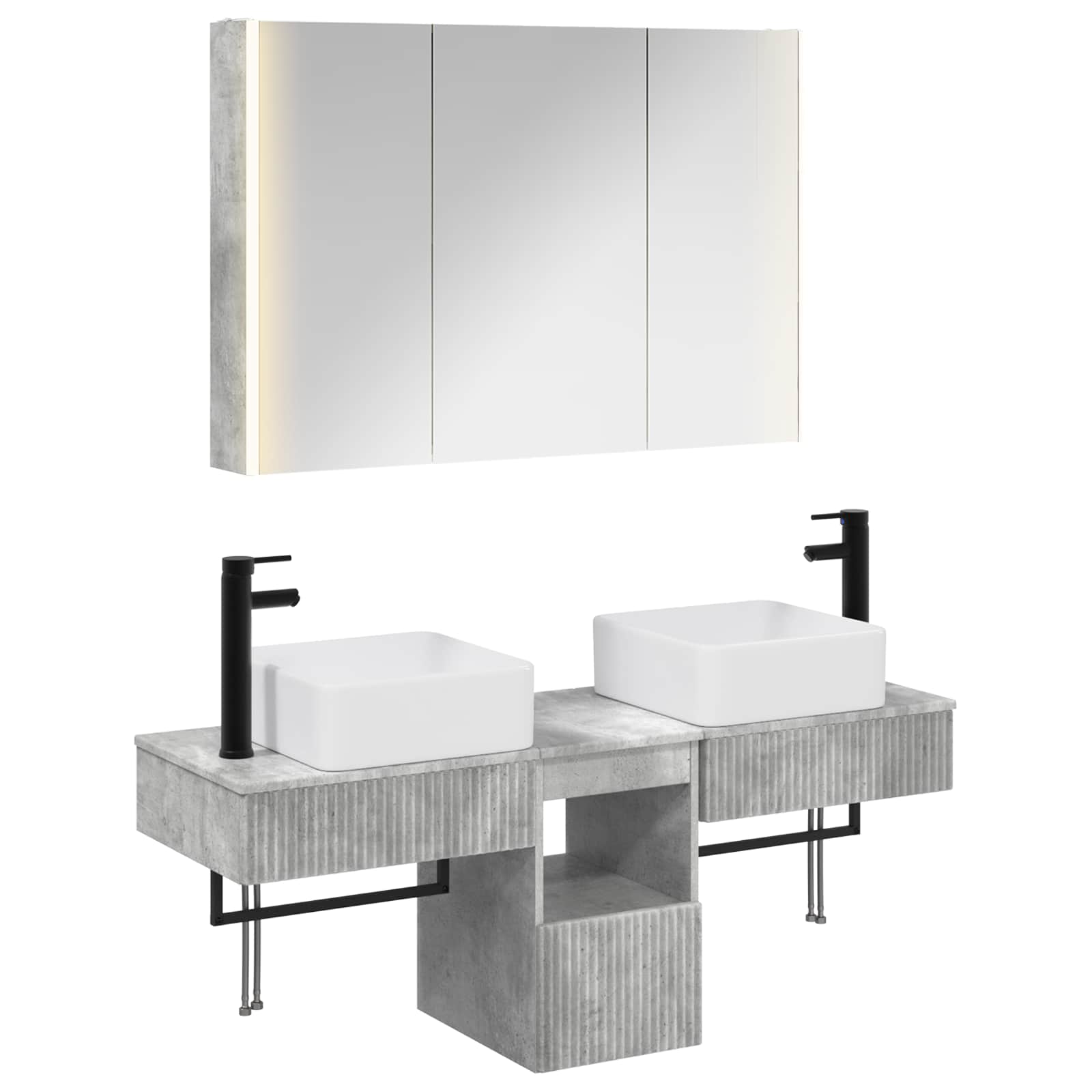 Set ormarića za kupaonicu 4 pcs Betonska siva