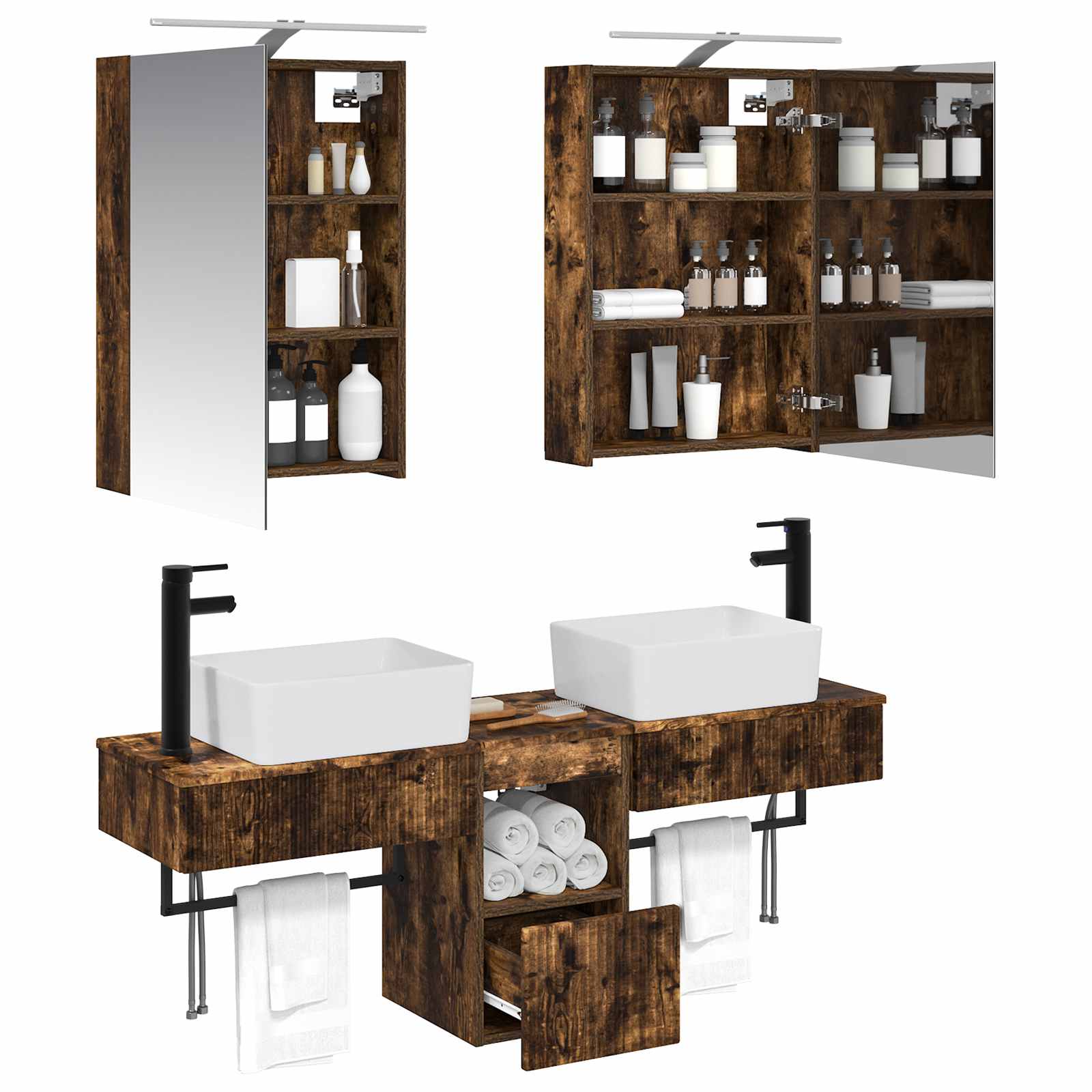 Set ormarića za kupaonicu 5 pcs Dimljeni hrast