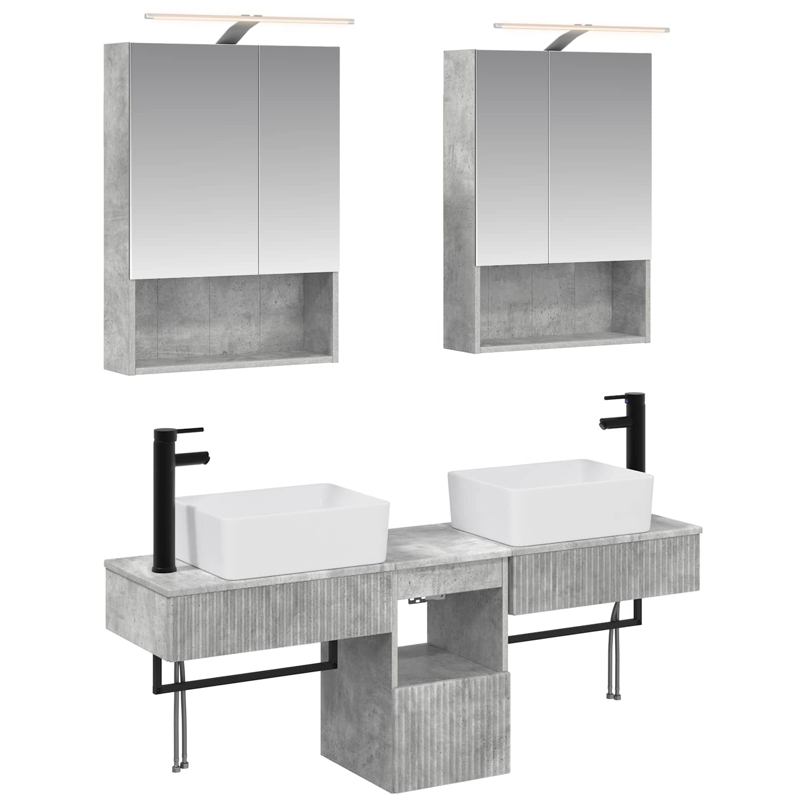 Set ormarića za kupaonicu 5 pcs Betonska siva 50 x 14,5 x 70 cm