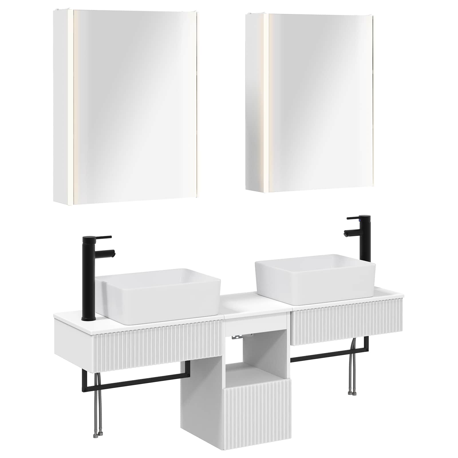 Set ormarića za kupaonicu 5 pcs Bijela 53 x 15,5 x 70 cm