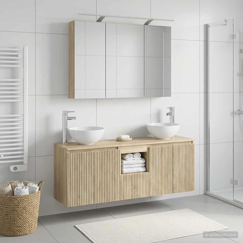 Set ormarića za kupaonicu 4 pcs Hrast sonoma 100 x 14,5 x 70 cm