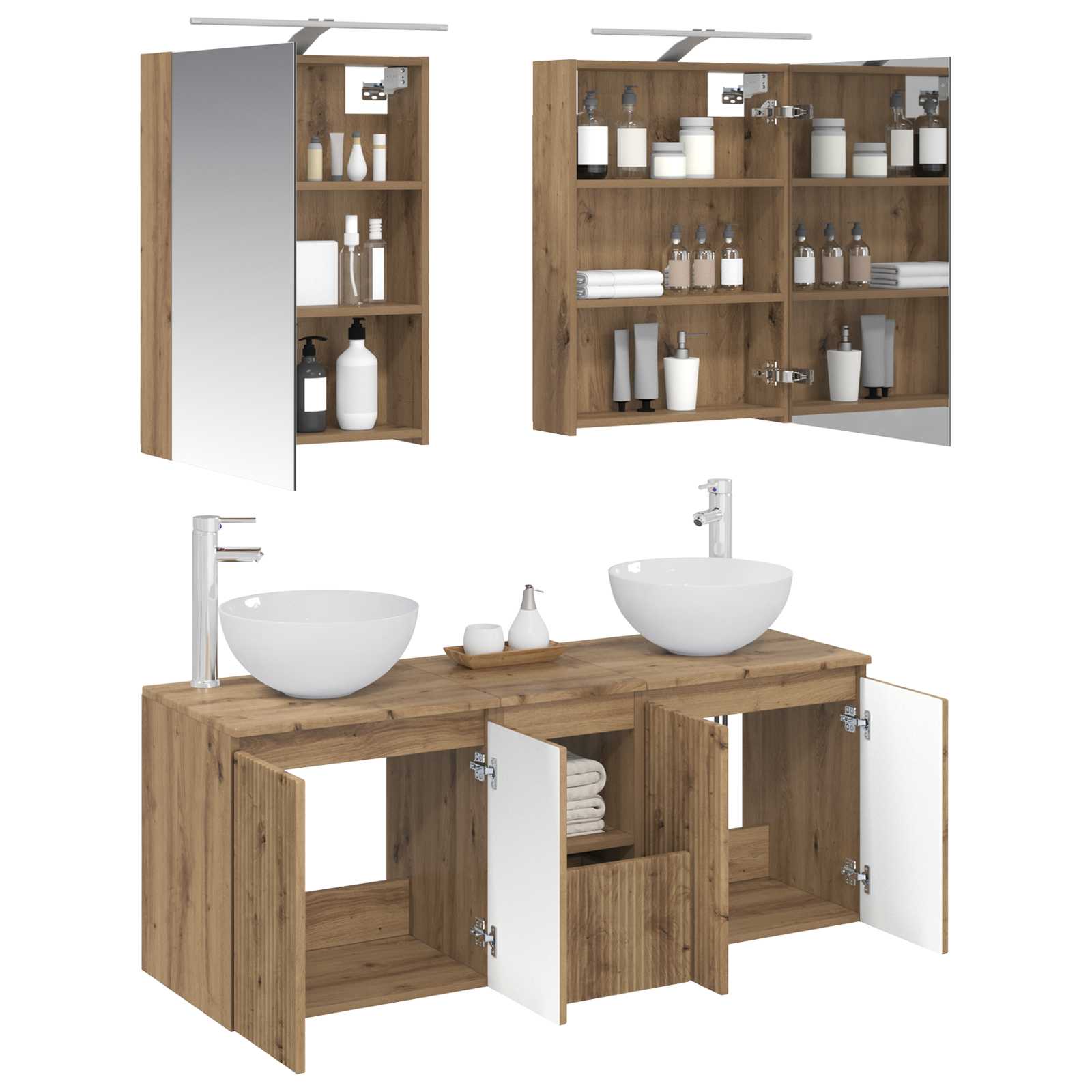 Set ormarića za kupaonicu 5 pcs Hrast artisan 50 x 14,5 x 70 cm