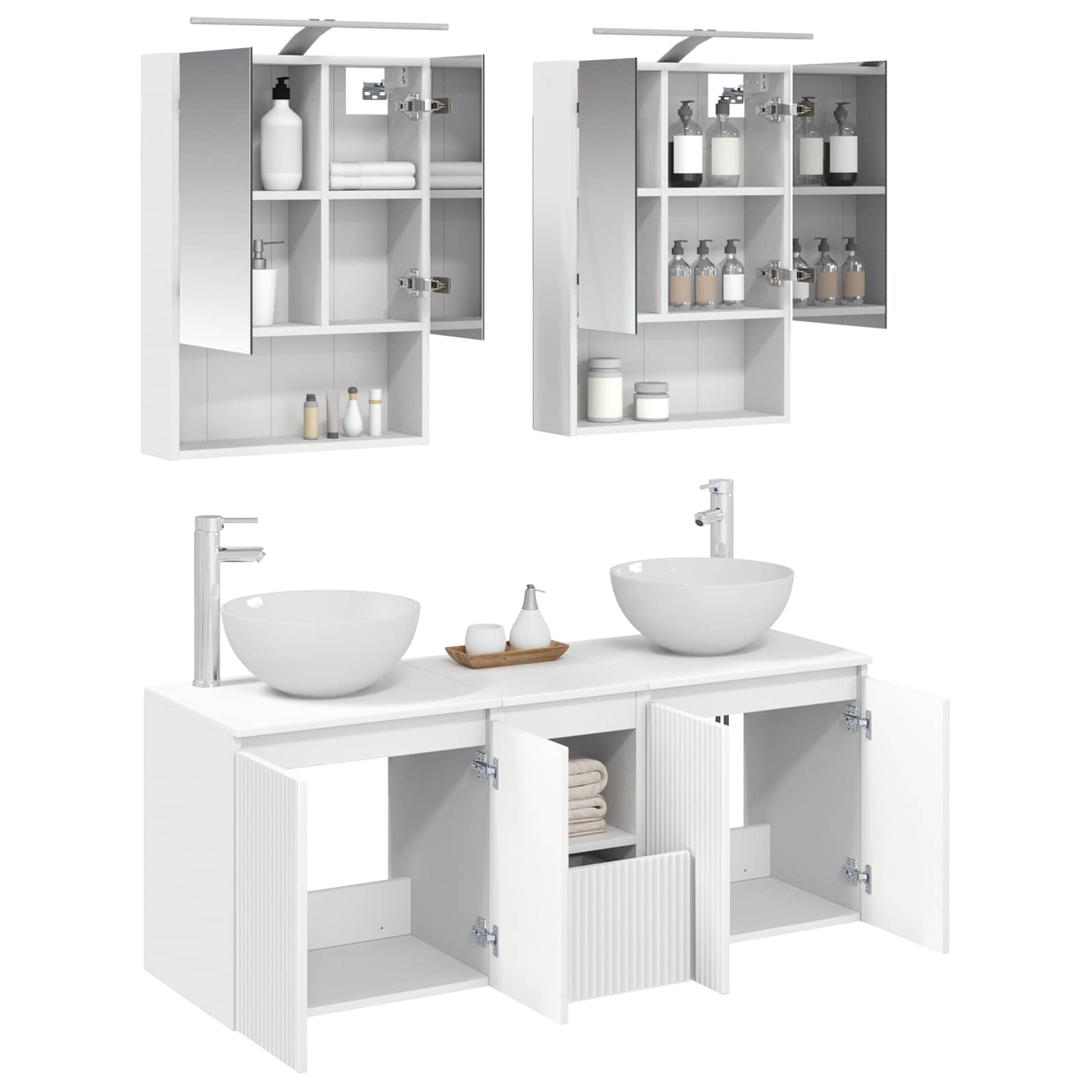 Set ormarića za kupaonicu 5 pcs Bijela 50 x 14,5 x 70 cm