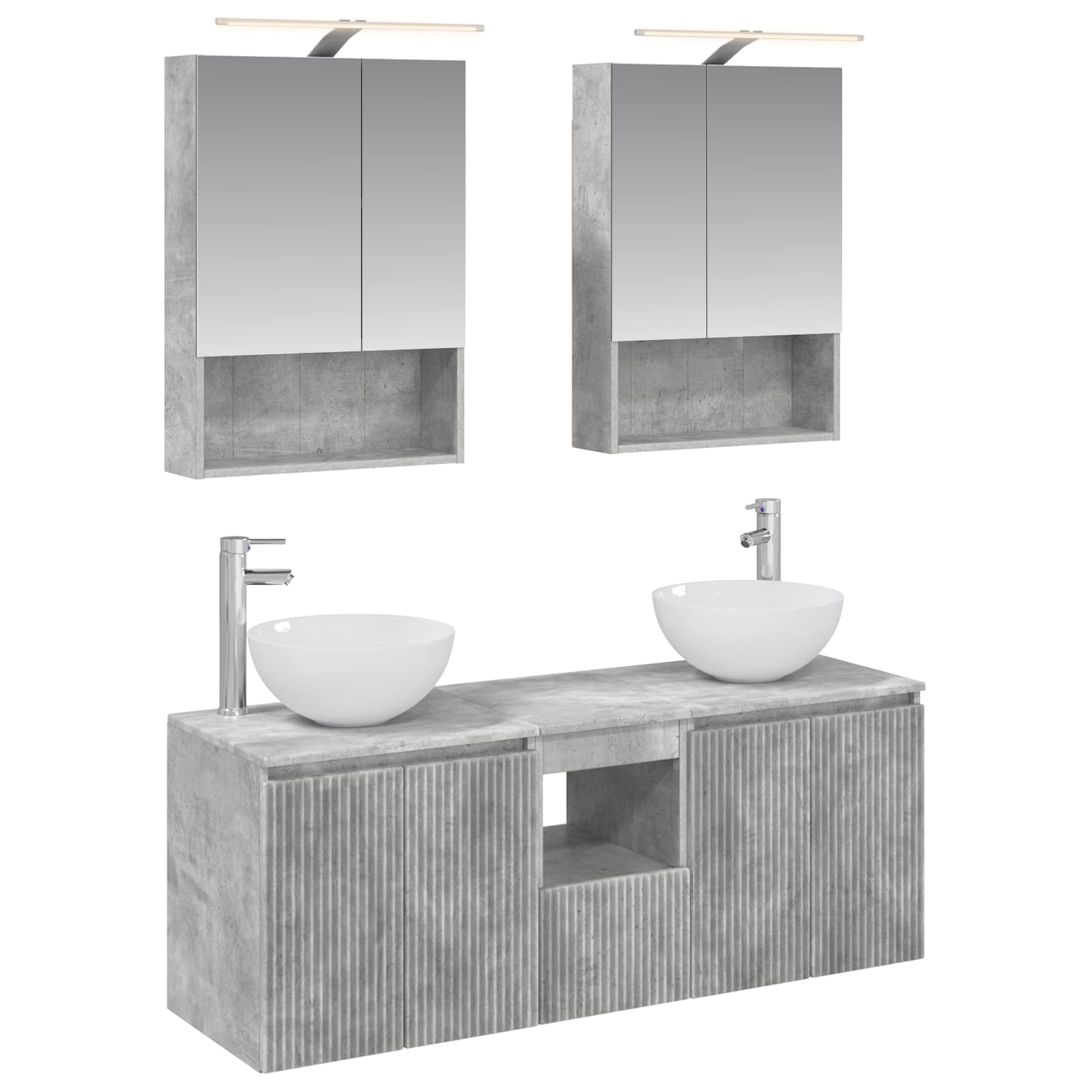 Set ormarića za kupaonicu 5 pcs Betonska siva 50 x 14,5 x 70 cm