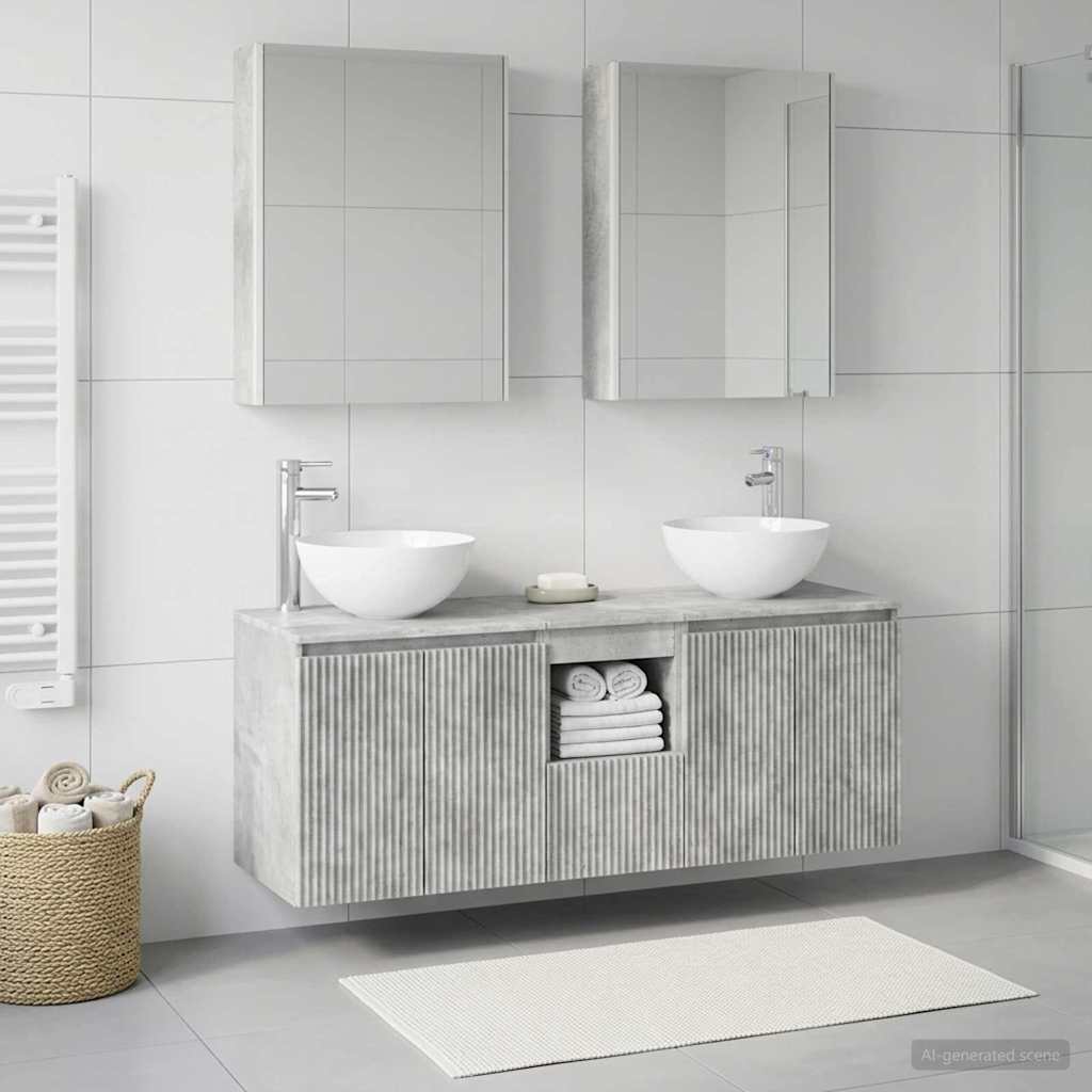 Set ormarića za kupaonicu 5 pcs Betonska siva 53 x 15,5 x 70 cm