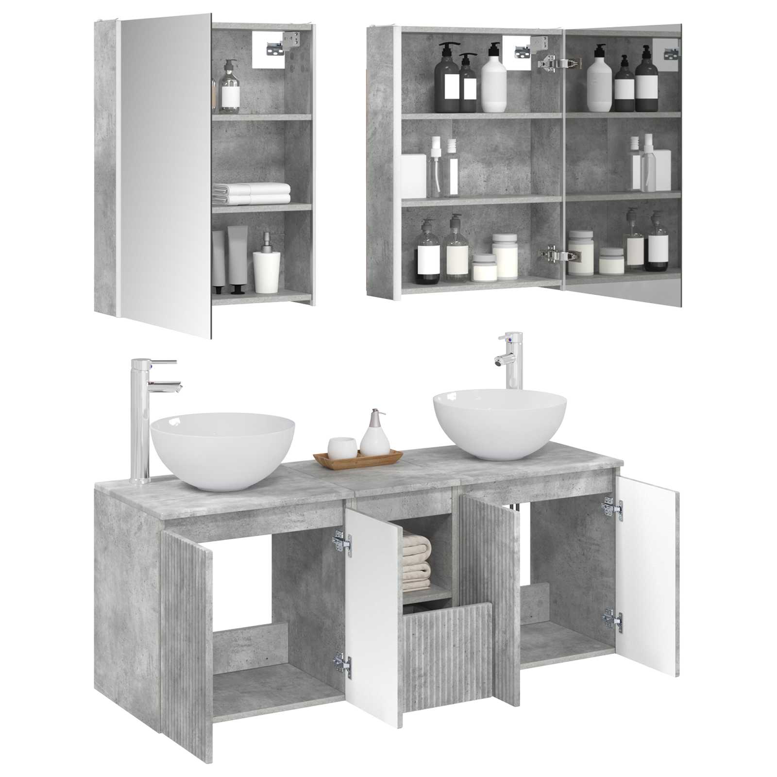 Set ormarića za kupaonicu 5 pcs Betonska siva 53 x 15,5 x 70 cm