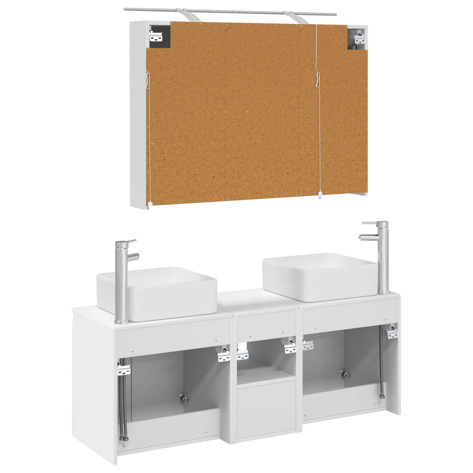 Set ormarića za kupaonicu 4 pcs Bijela 100 x 14,5 x 70 cm