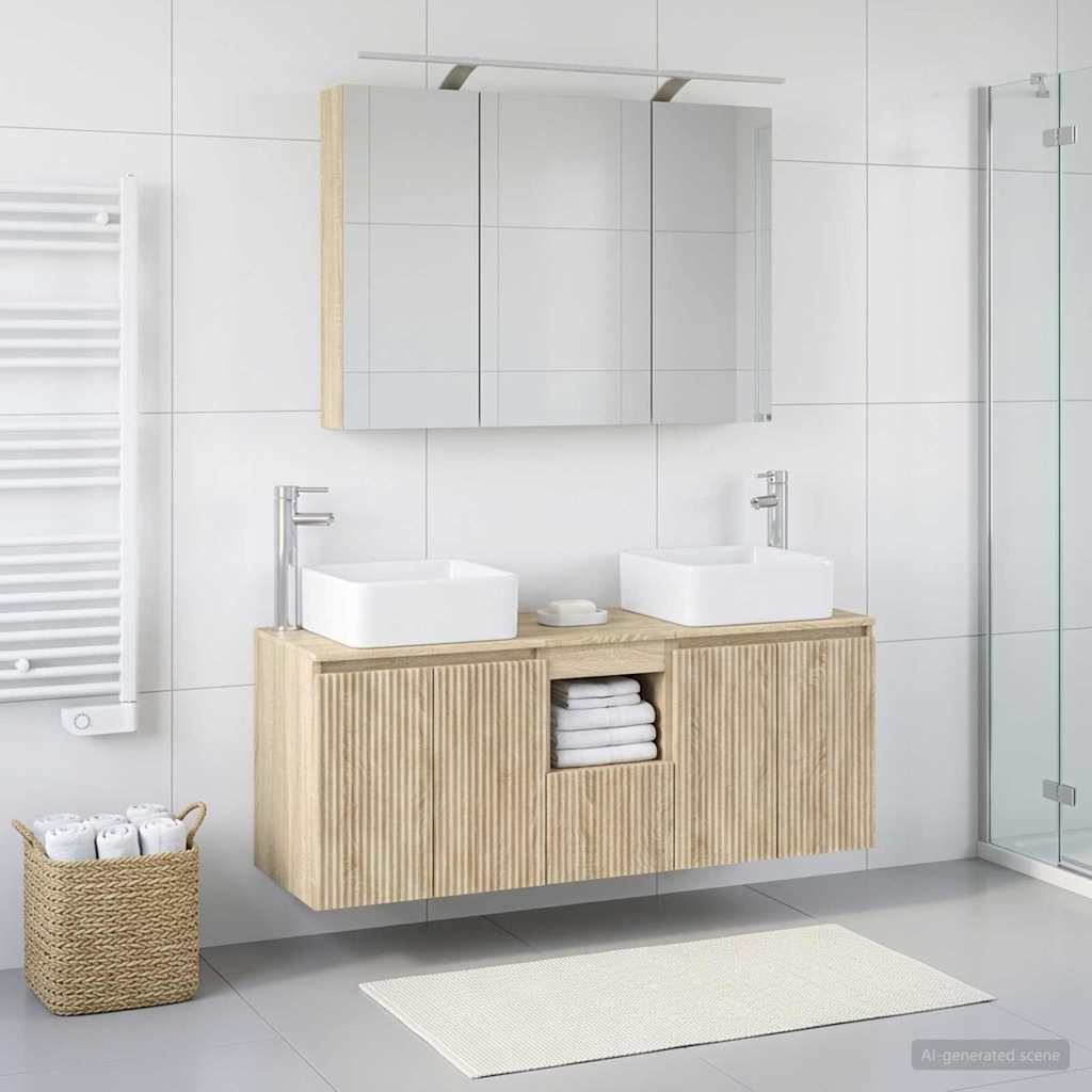 Set ormarića za kupaonicu 4 pcs Hrast sonoma 100 x 14,5 x 70 cm