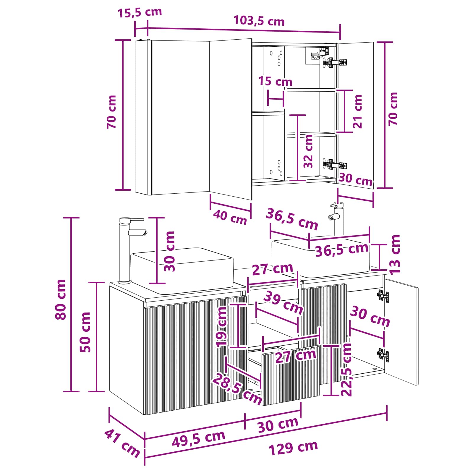 Set ormarića za kupaonicu 4 pcs Hrast sonoma Konstruirano drvo