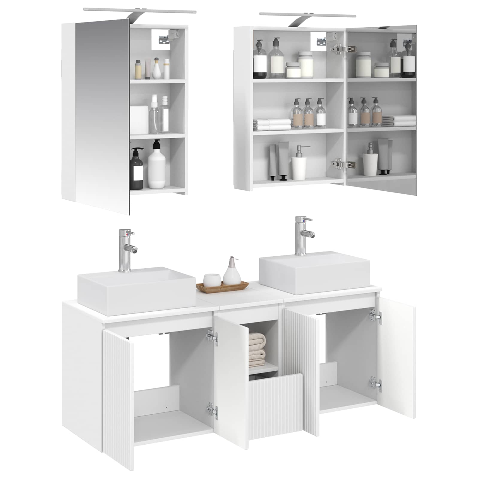 Set ormarića za kupaonicu 5 pcs Bijela Konstruirano drvo