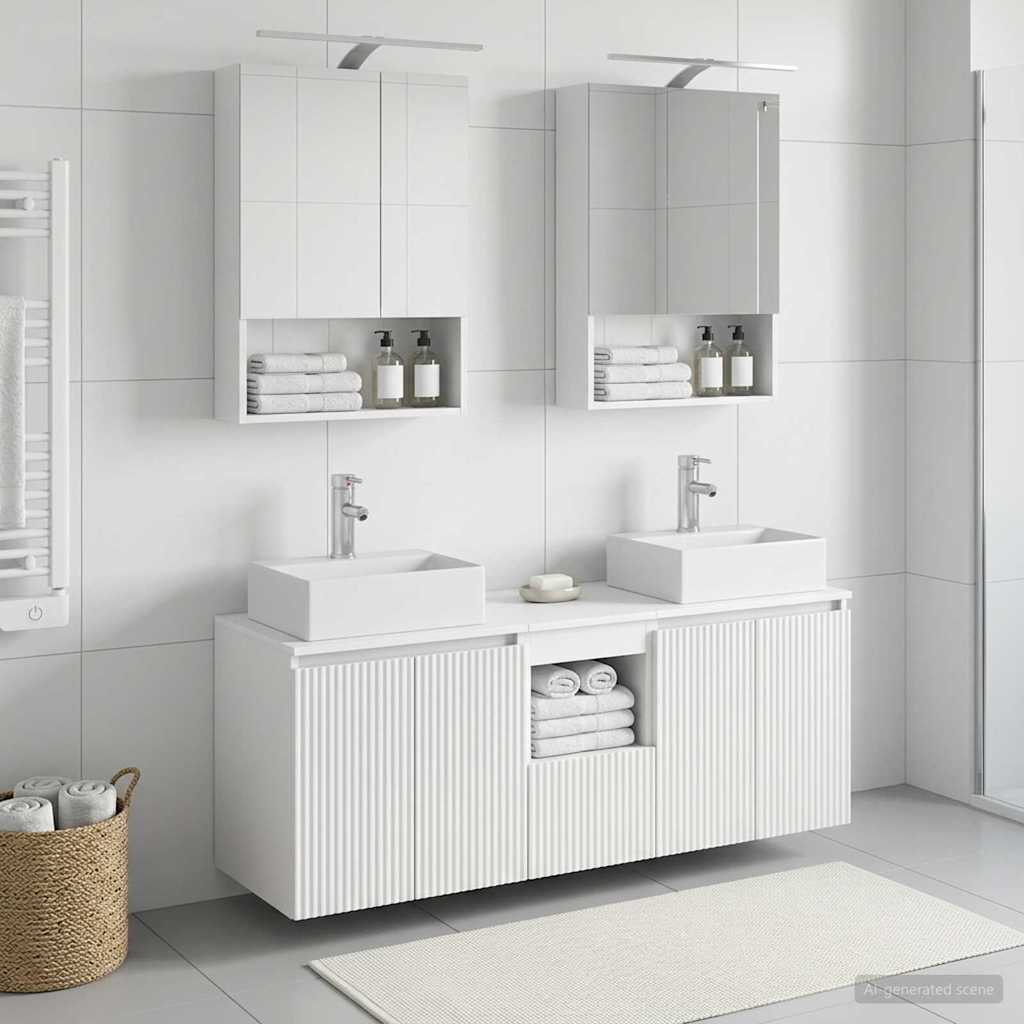 Set ormarića za kupaonicu 5 pcs Bijela Konstruirano drvo