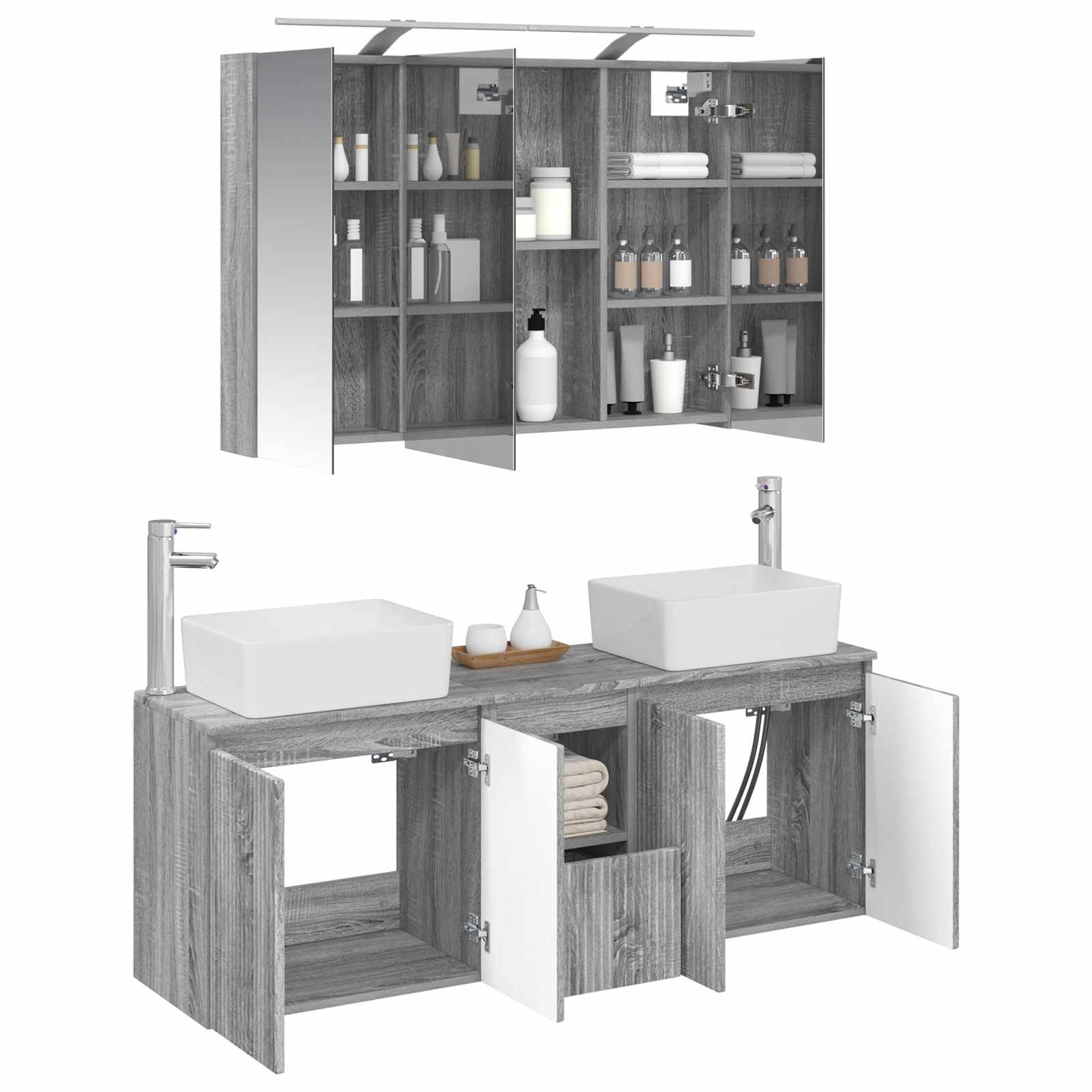 Set ormarića za kupaonicu 4 pcs Siva Sonoma Konstruirano drvo