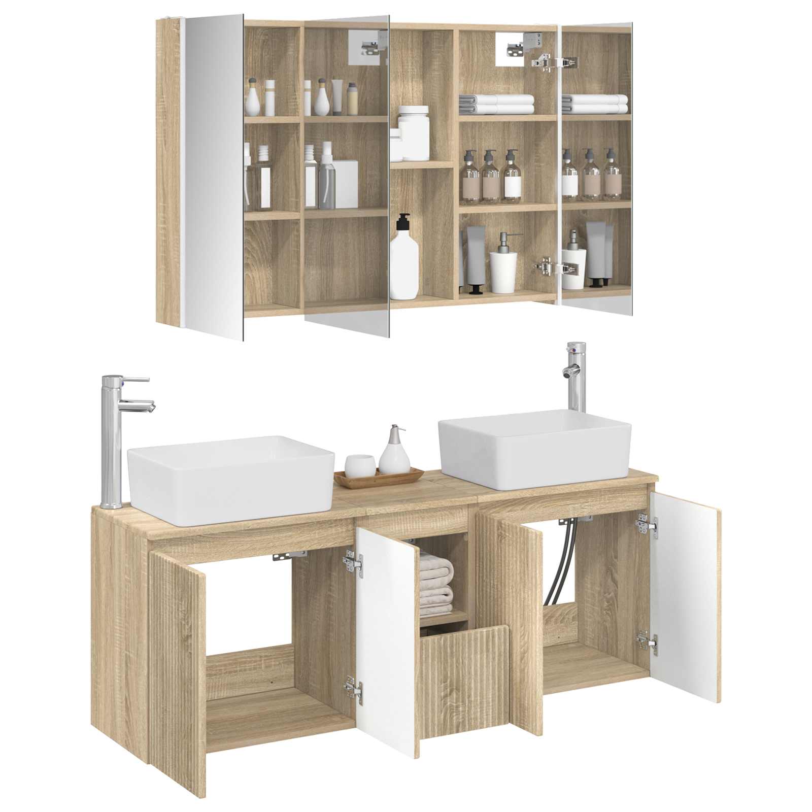 Set ormarića za kupaonicu 4 pcs Hrast sonoma Konstruirano drvo