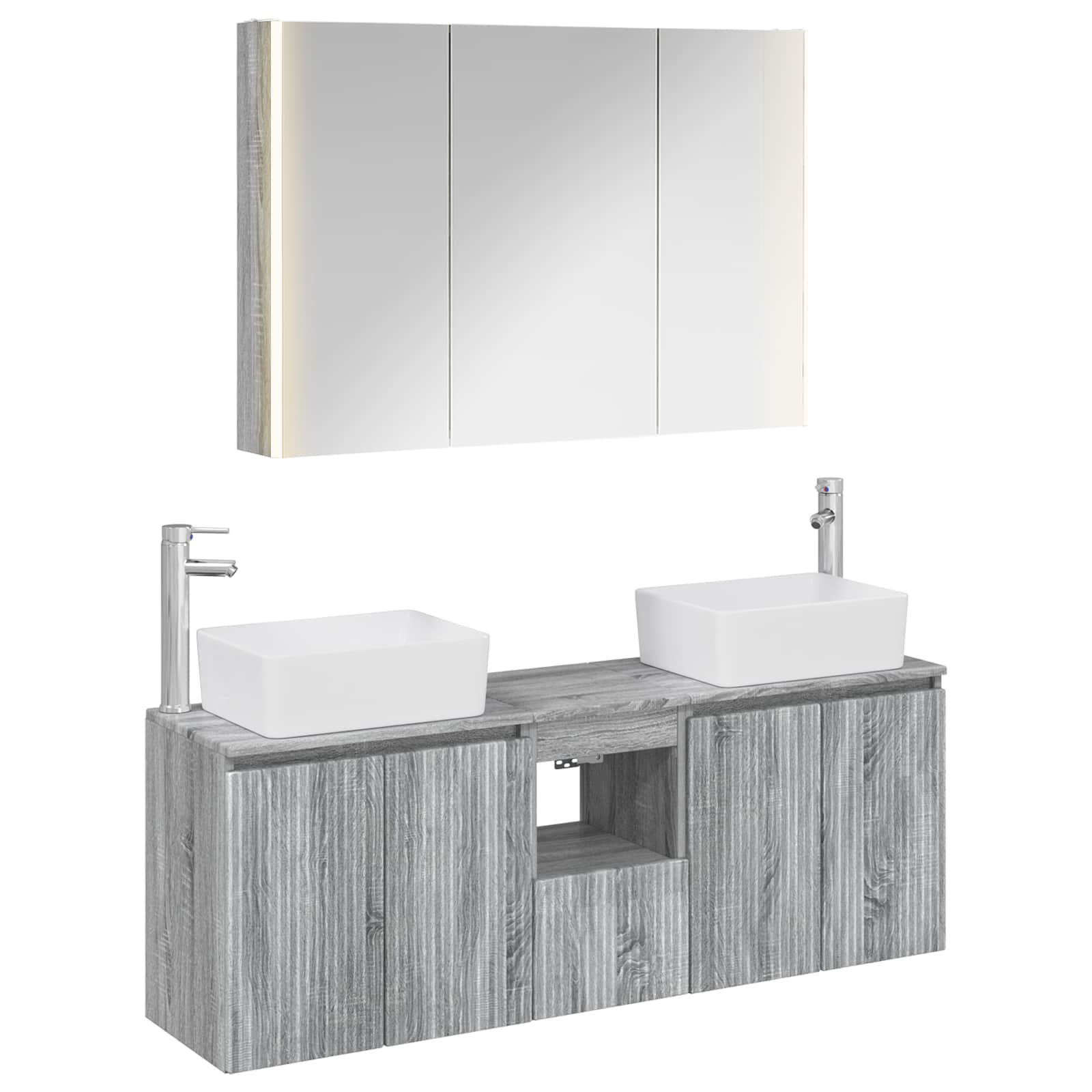 Set ormarića za kupaonicu 4 pcs Siva Sonoma Konstruirano drvo