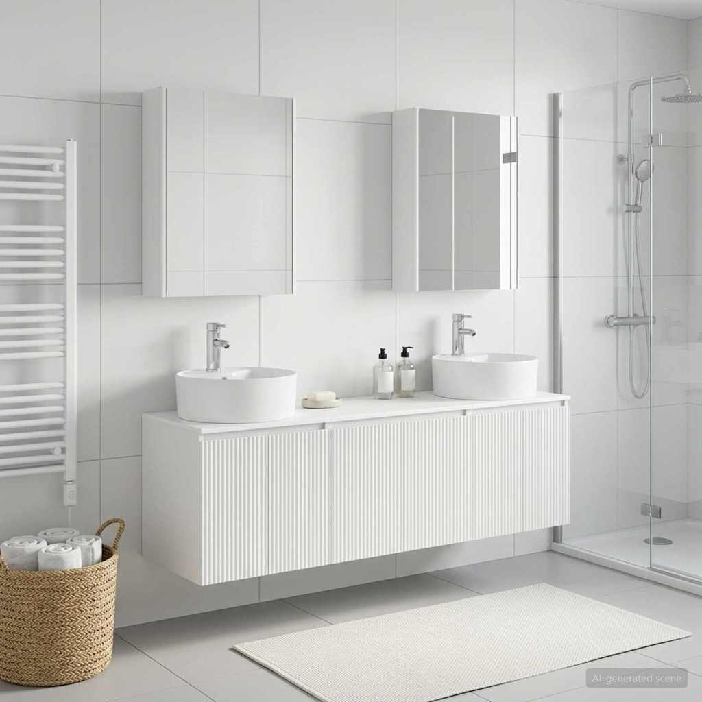 Set ormarića za kupaonicu 5 pcs Bijela Konstruirano drvo