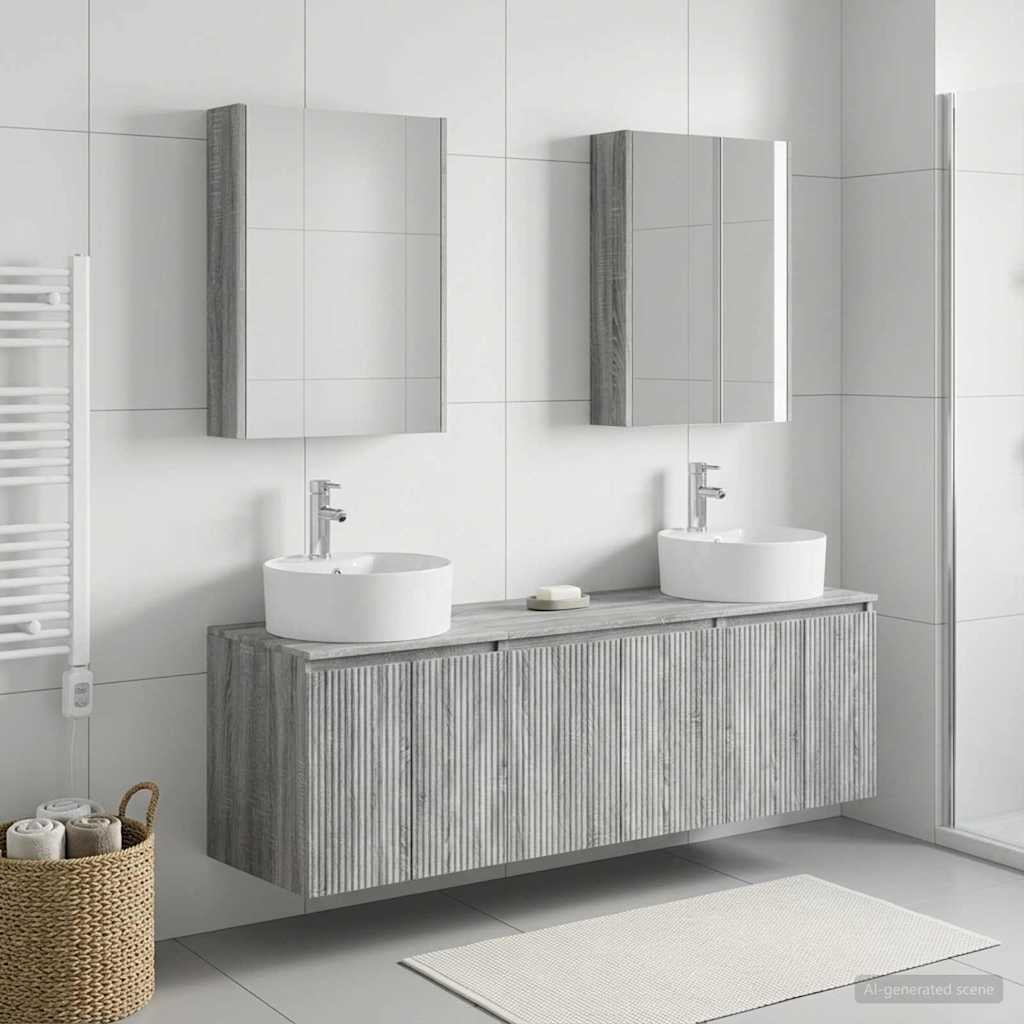 Set ormarića za kupaonicu 5 pcs Siva Sonoma Konstruirano drvo