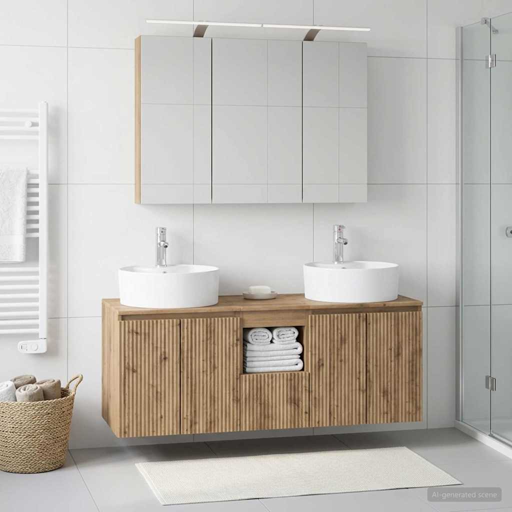 Set ormarića za kupaonicu 4 pcs Hrast artisan Konstruirano drvo