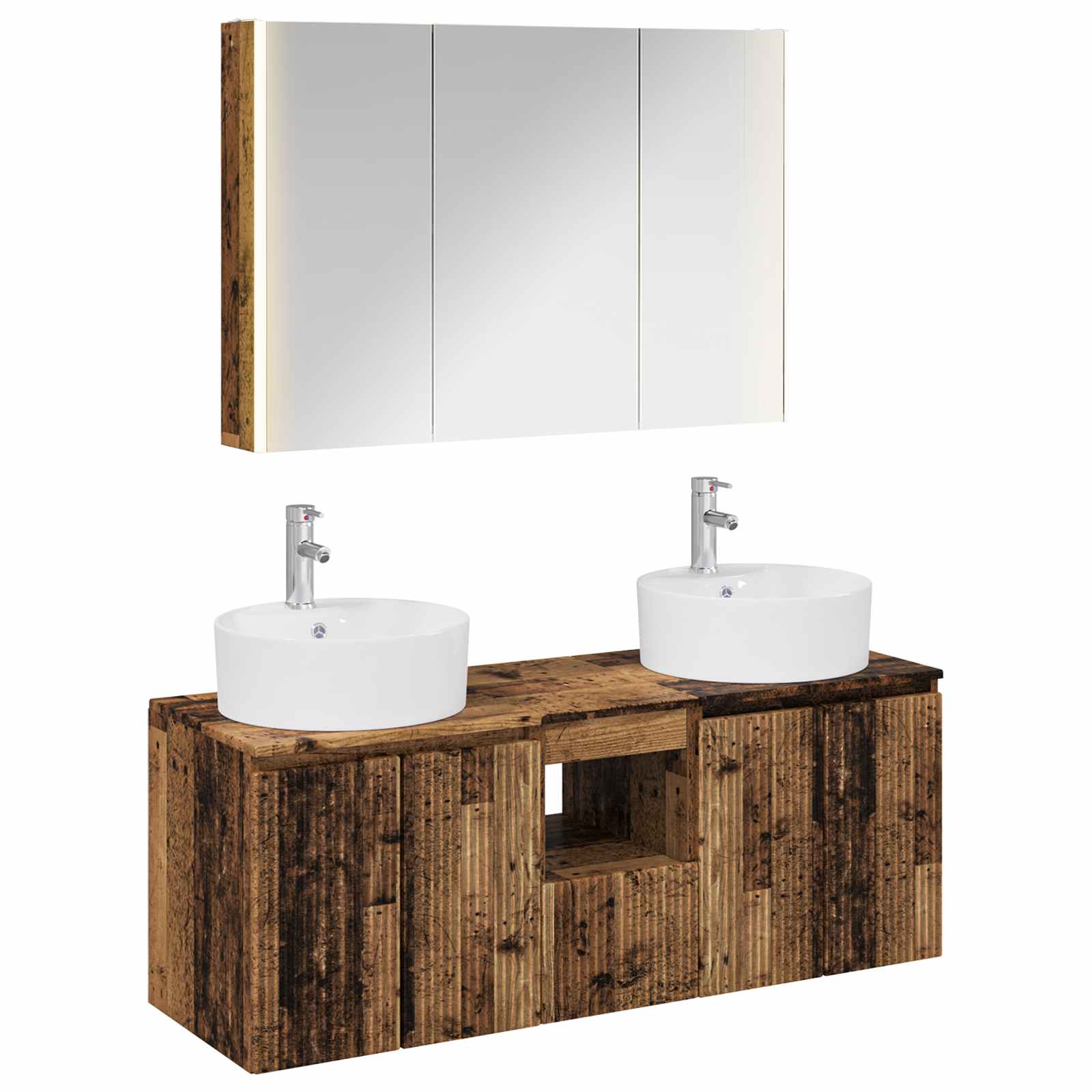 Set ormarića za kupaonicu 4 pcs Staro drvo Konstruirano drvo