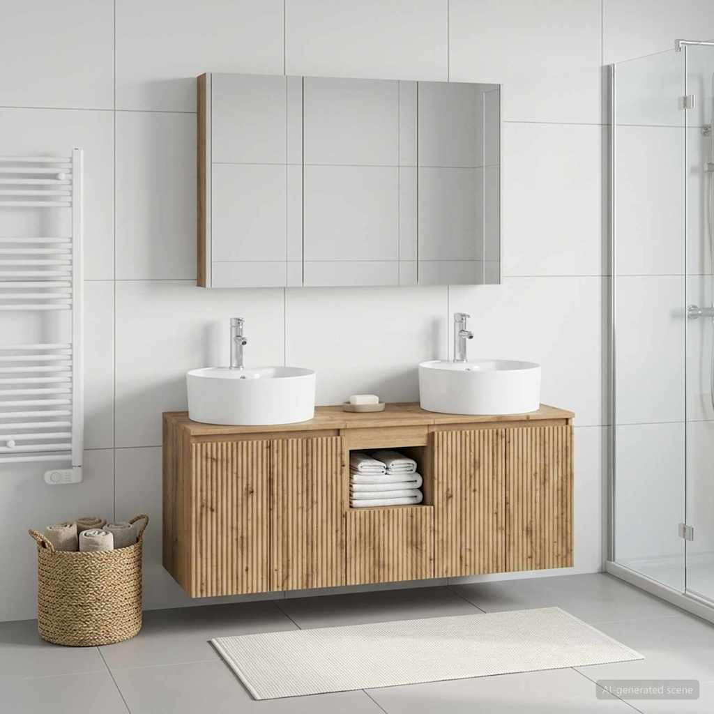 Set ormarića za kupaonicu 4 pcs Hrast artisan Konstruirano drvo