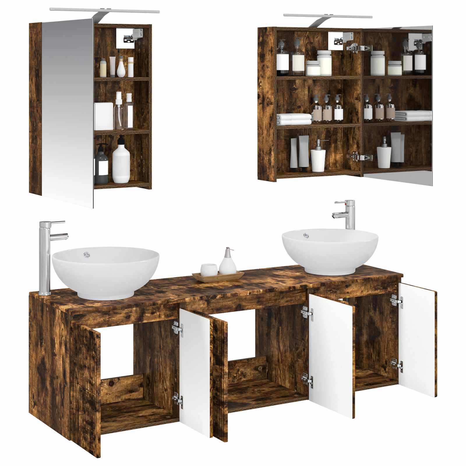 Set ormarića za kupaonicu 5 pcs Dimljeni hrast