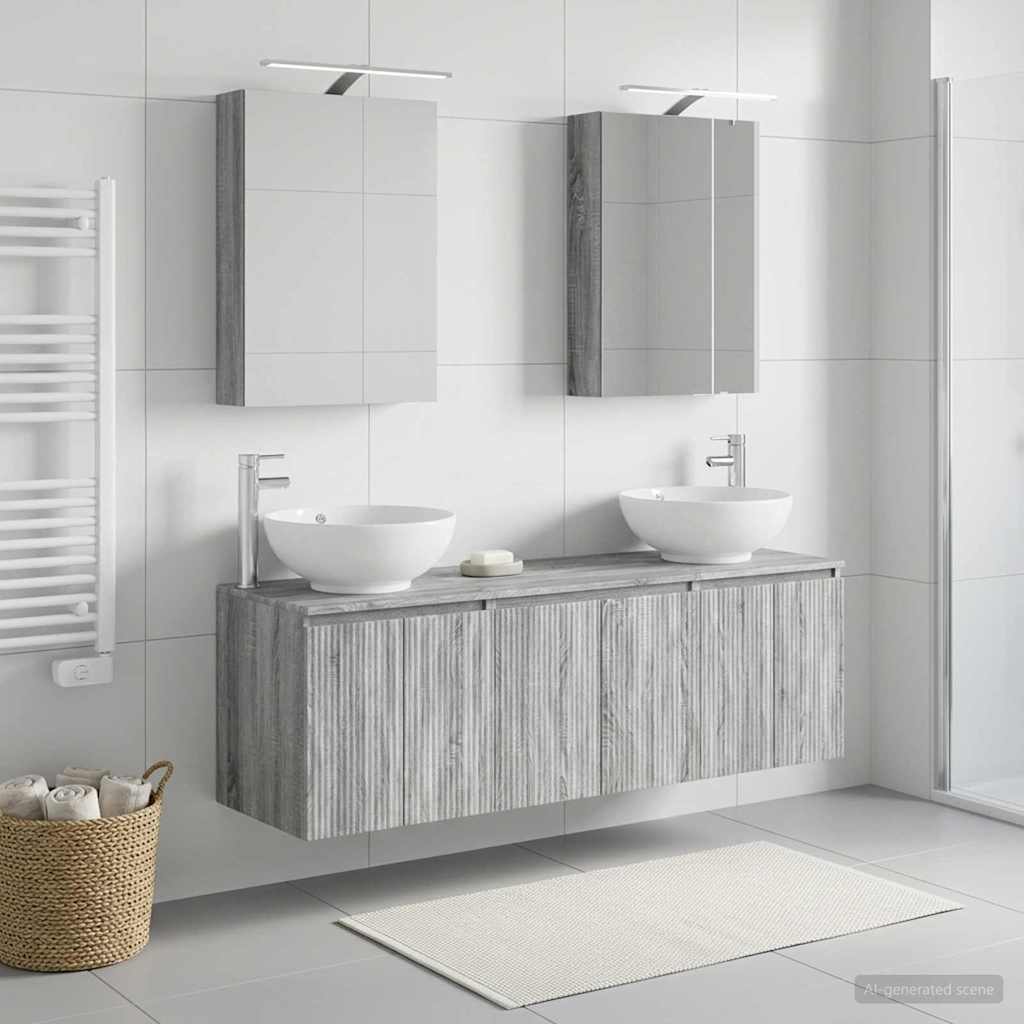 Set ormarića za kupaonicu 5 pcs Siva Sonoma Konstruirano drvo