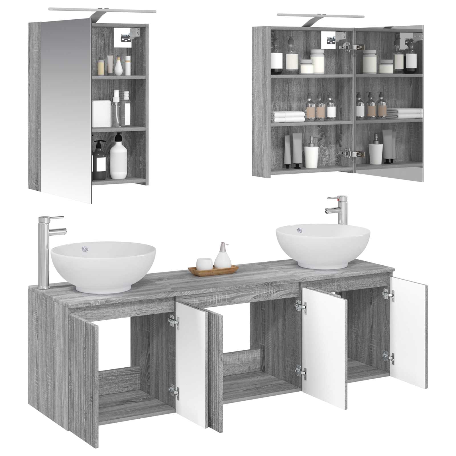 Set ormarića za kupaonicu 5 pcs Siva Sonoma Konstruirano drvo