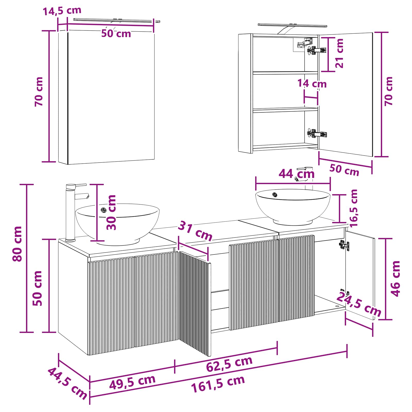 Set ormarića za kupaonicu 5 pcs Siva Sonoma Konstruirano drvo