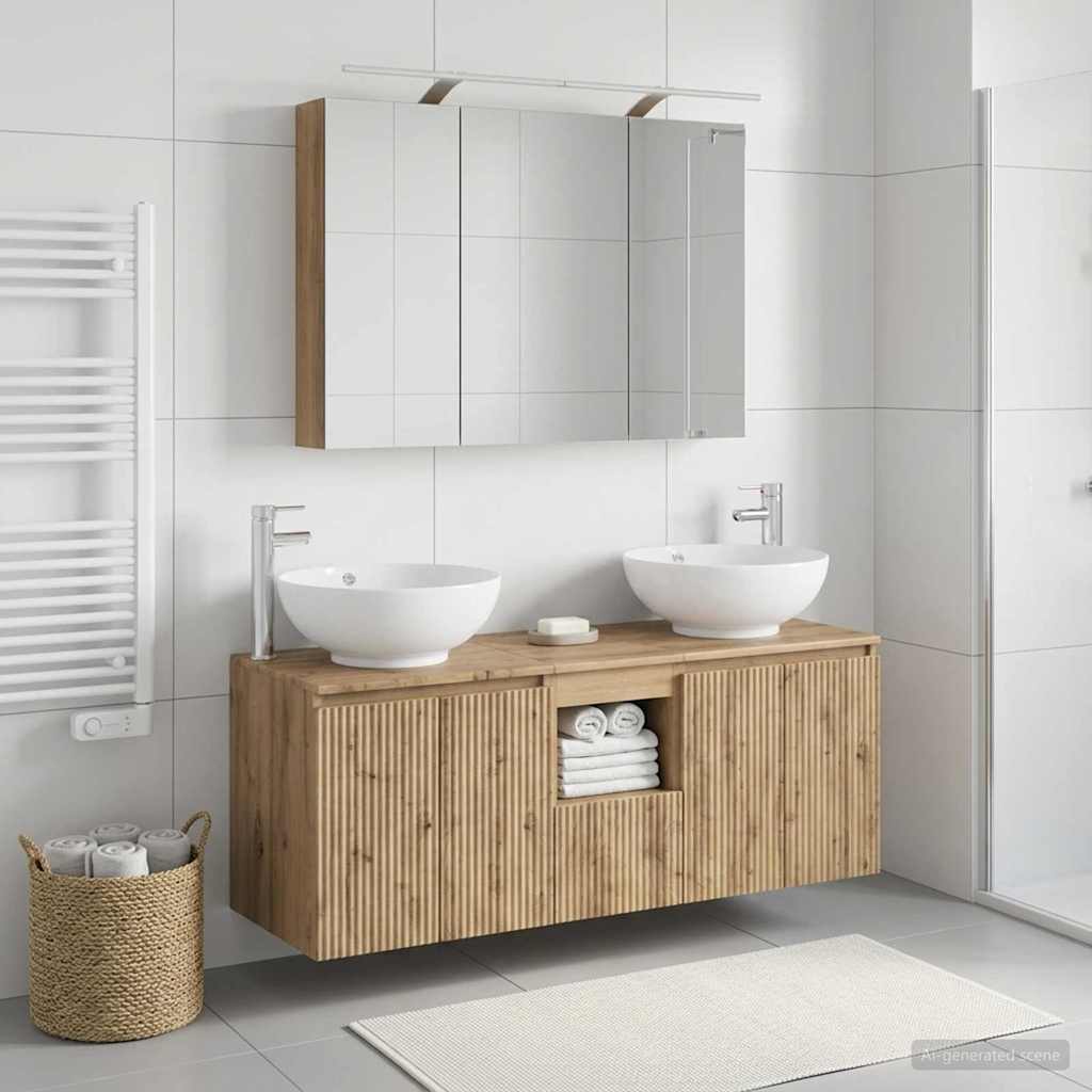 Set ormarića za kupaonicu 4 pcs Hrast artisan Konstruirano drvo