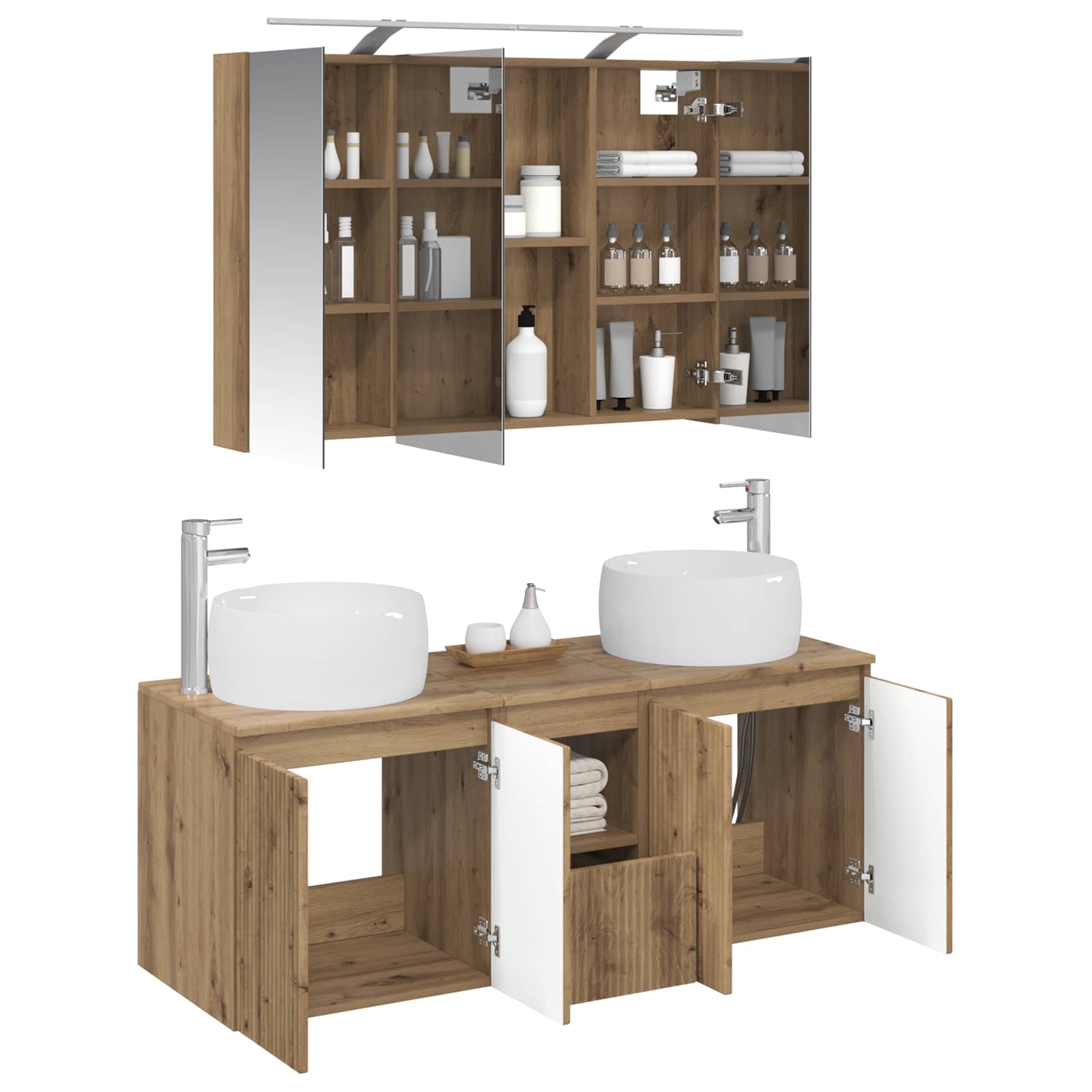 Set ormarića za kupaonicu 4 pcs Hrast artisan Konstruirano drvo