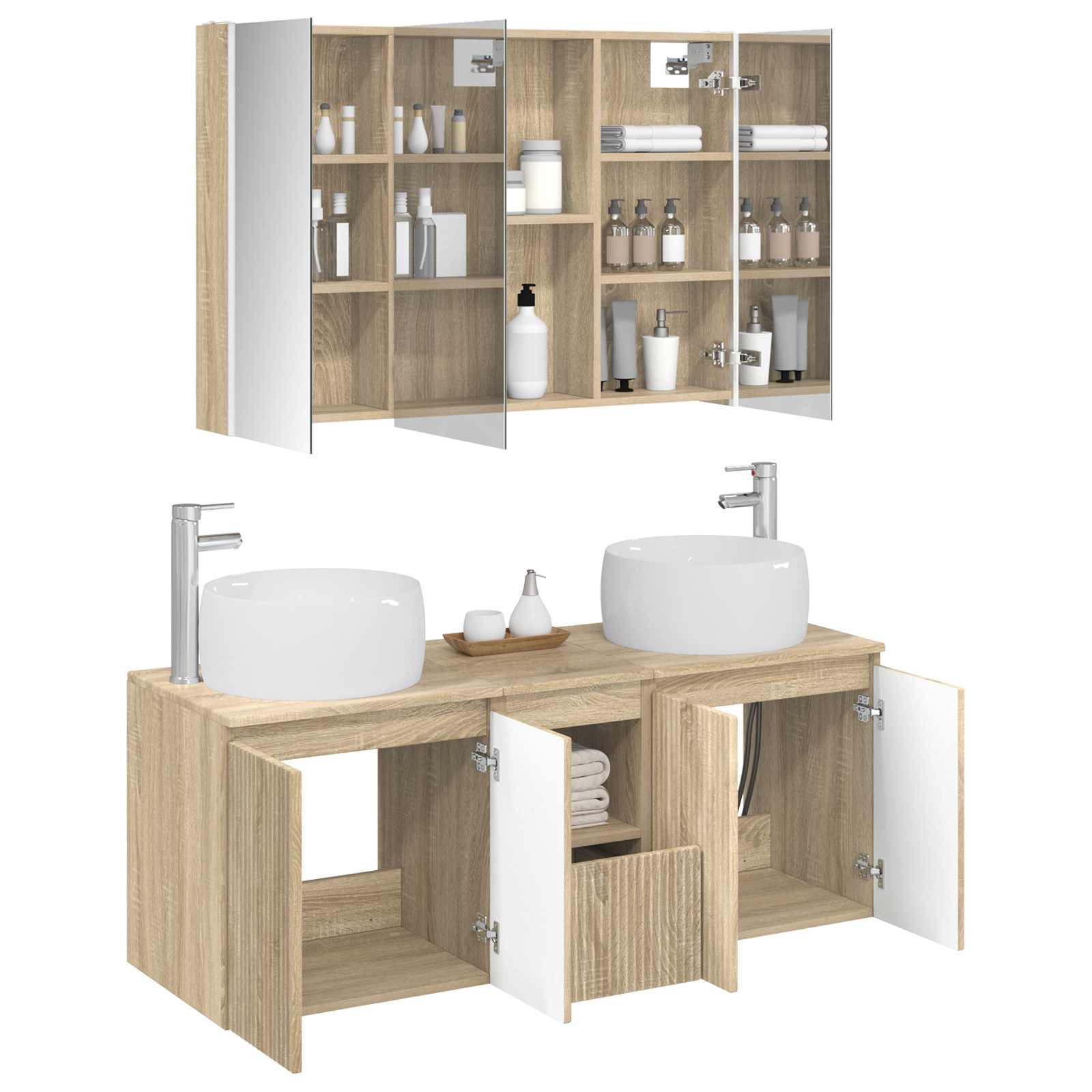 Set ormarića za kupaonicu 4 pcs Hrast sonoma Konstruirano drvo