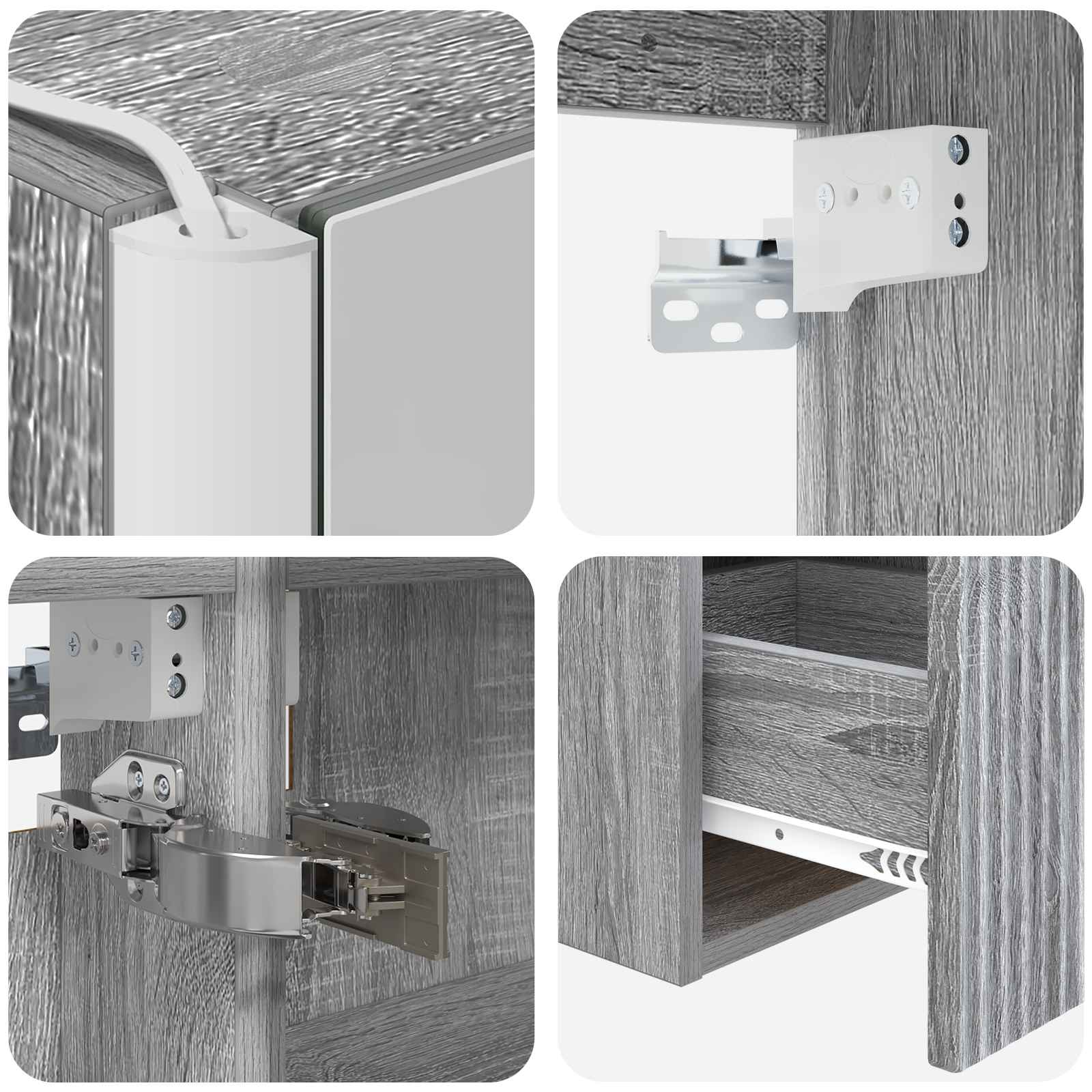 Set ormarića za kupaonicu 4 pcs Siva Sonoma Konstruirano drvo