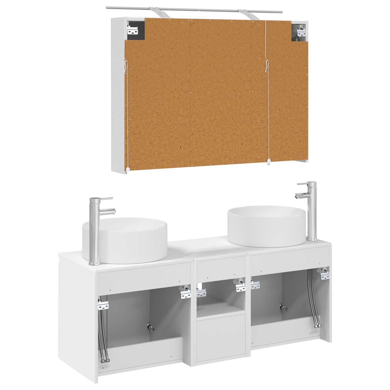 Set ormarića za kupaonicu 4 pcs Bijela 100 x 14,5 x 70 cm