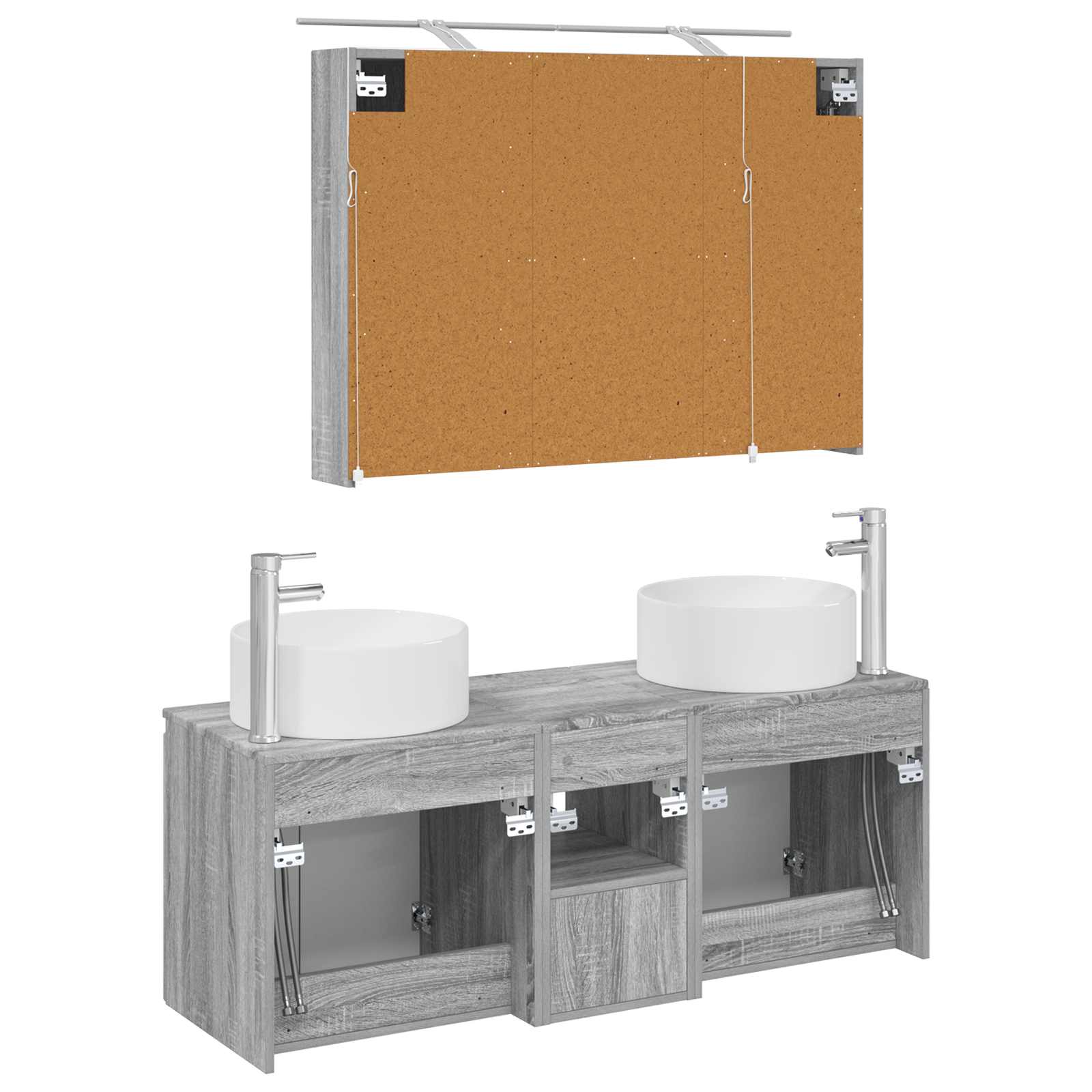 Set ormarića za kupaonicu 4 pcs Siva Sonoma 100 x 14,5 x 70 cm